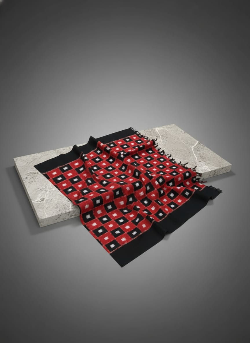 Red Black White Tipa Pasapali Design Sambalpuri Fabrics