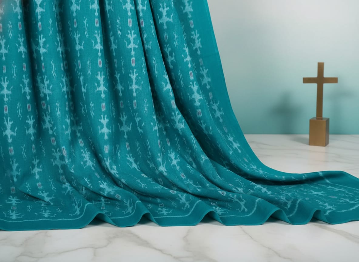 Sea Green Tribal Ikat Design Sambalpuri Fabrics