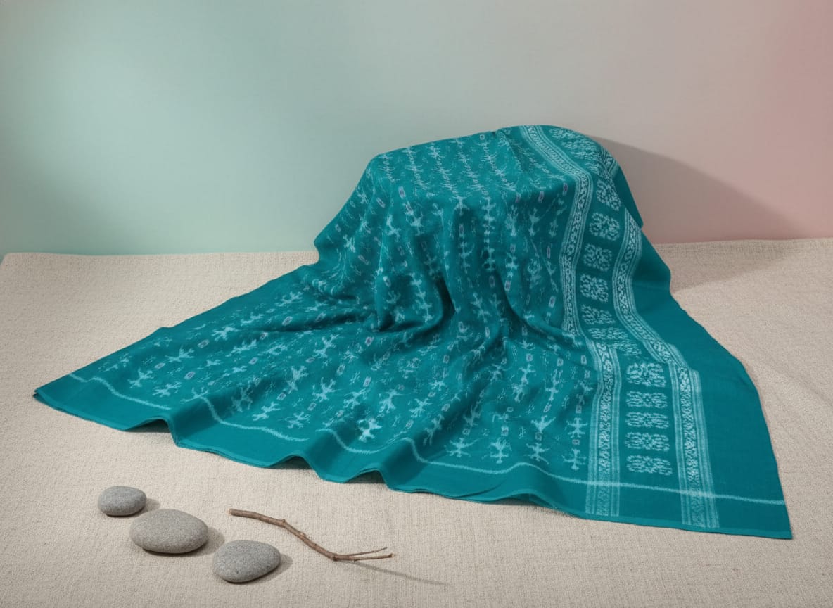 Sea Green Tribal Ikat Design Sambalpuri Fabrics