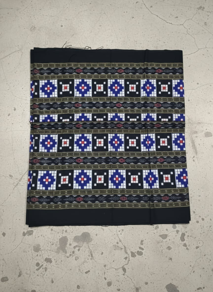Blue Black White Pasapali Design Sambalpuri Fabrics