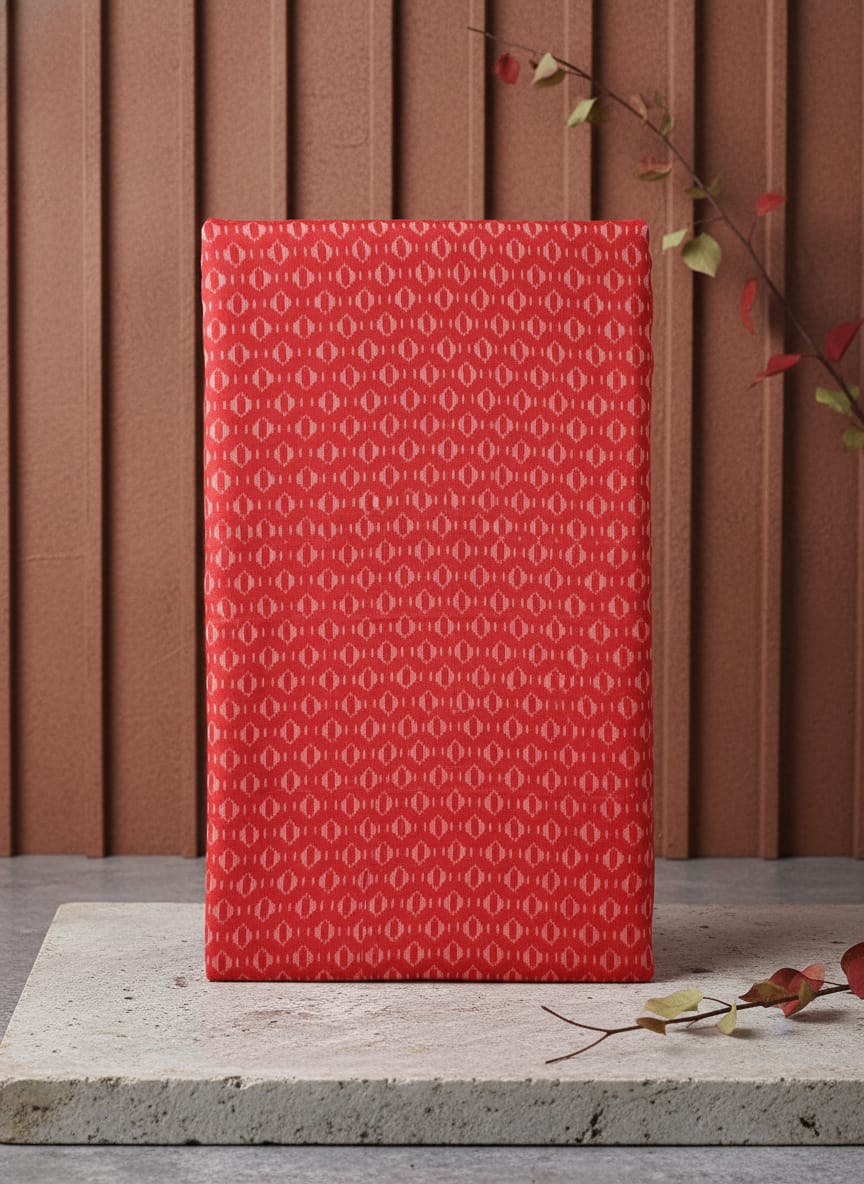 Red White Flower Ikat Design Sambalpuri Fabrics