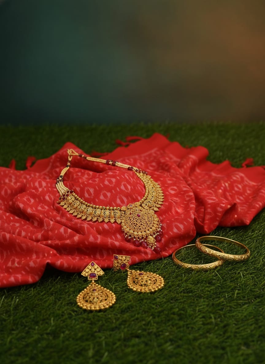 Red White Flower Ikat Design Sambalpuri Fabrics