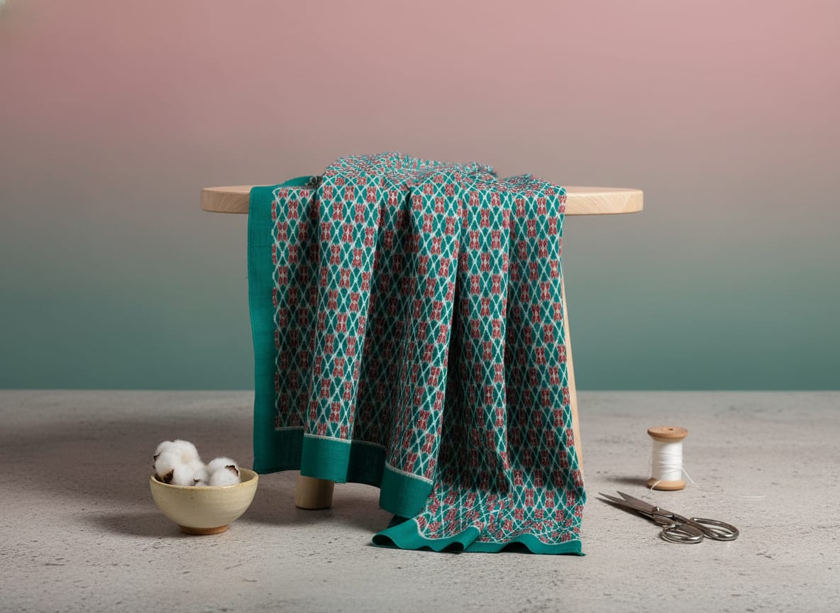 Green Maroon Flower Design Sambalpuri Fabrics