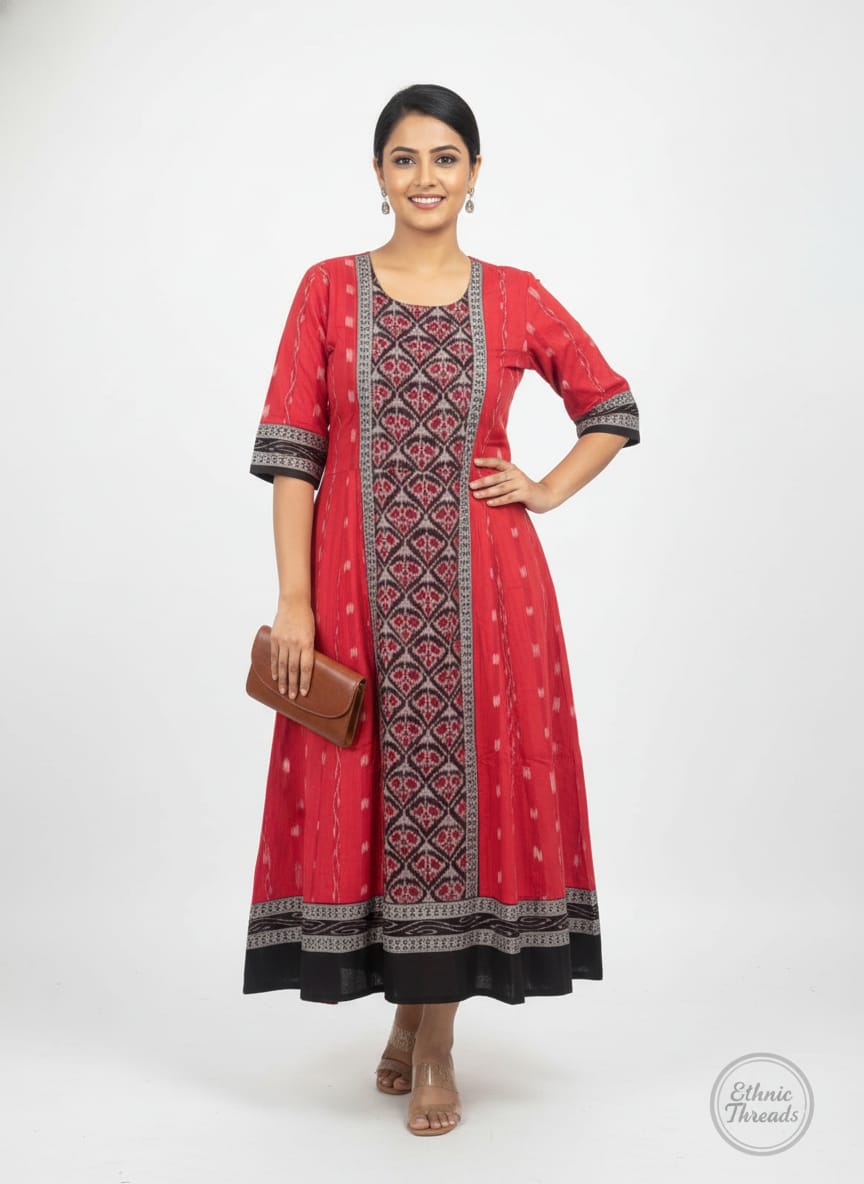 Red Black Flower Designer A-Line Anarkali