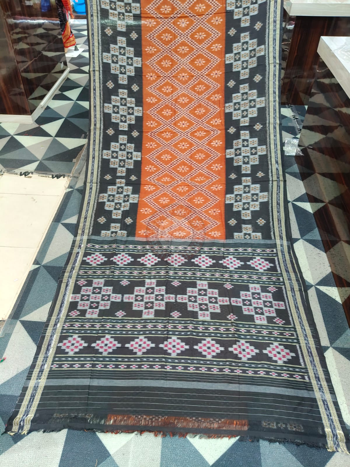 Brown Black Tarabali Design Khandua Cotton Saree