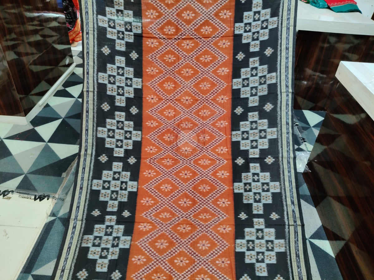 Brown Black Tarabali Design Khandua Cotton Saree