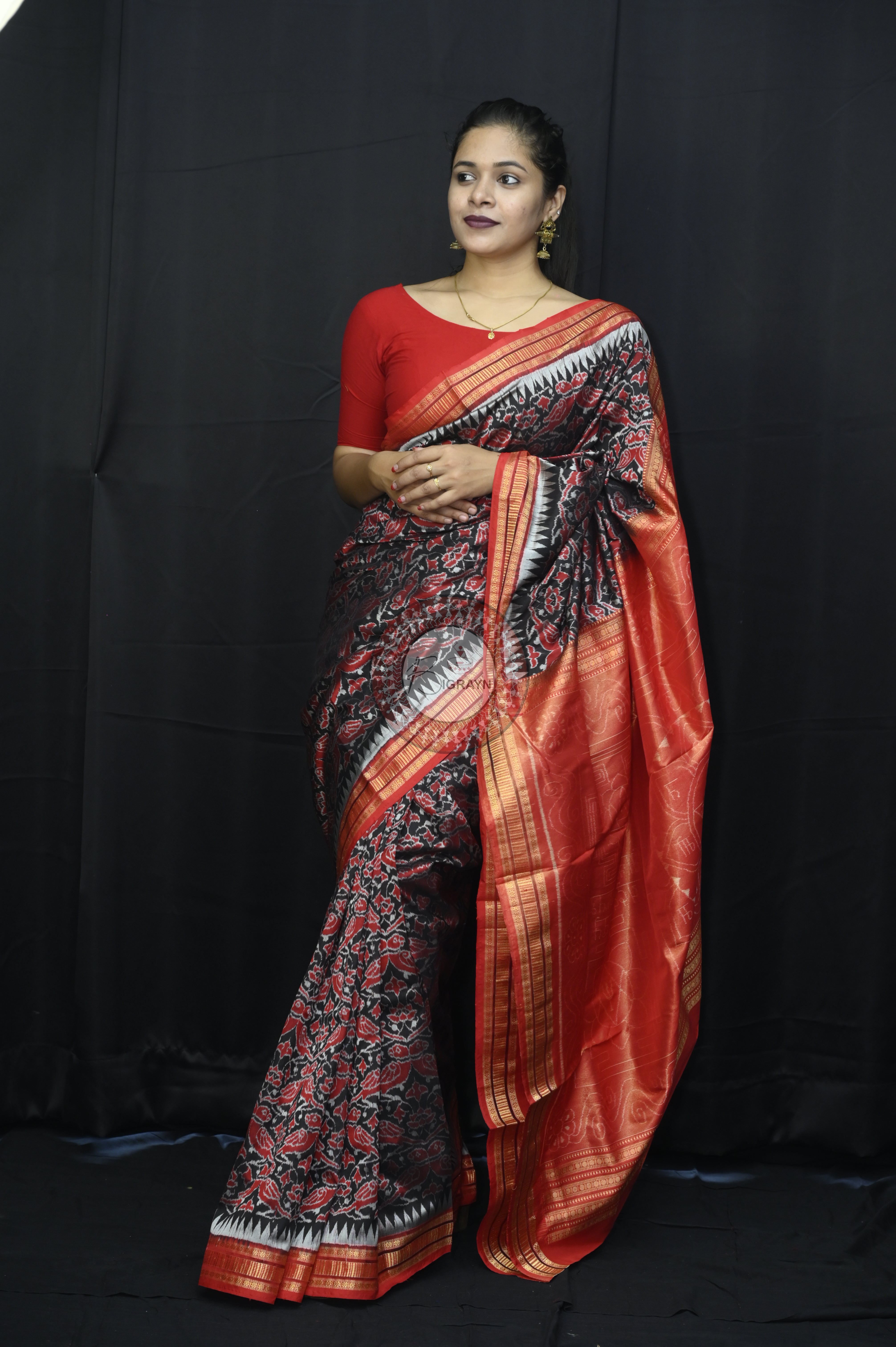 "Odisha Handloom Tissue Silk Saree with shimmering texture, elegant zari border, and lightweight drape, handcrafted by artisans"