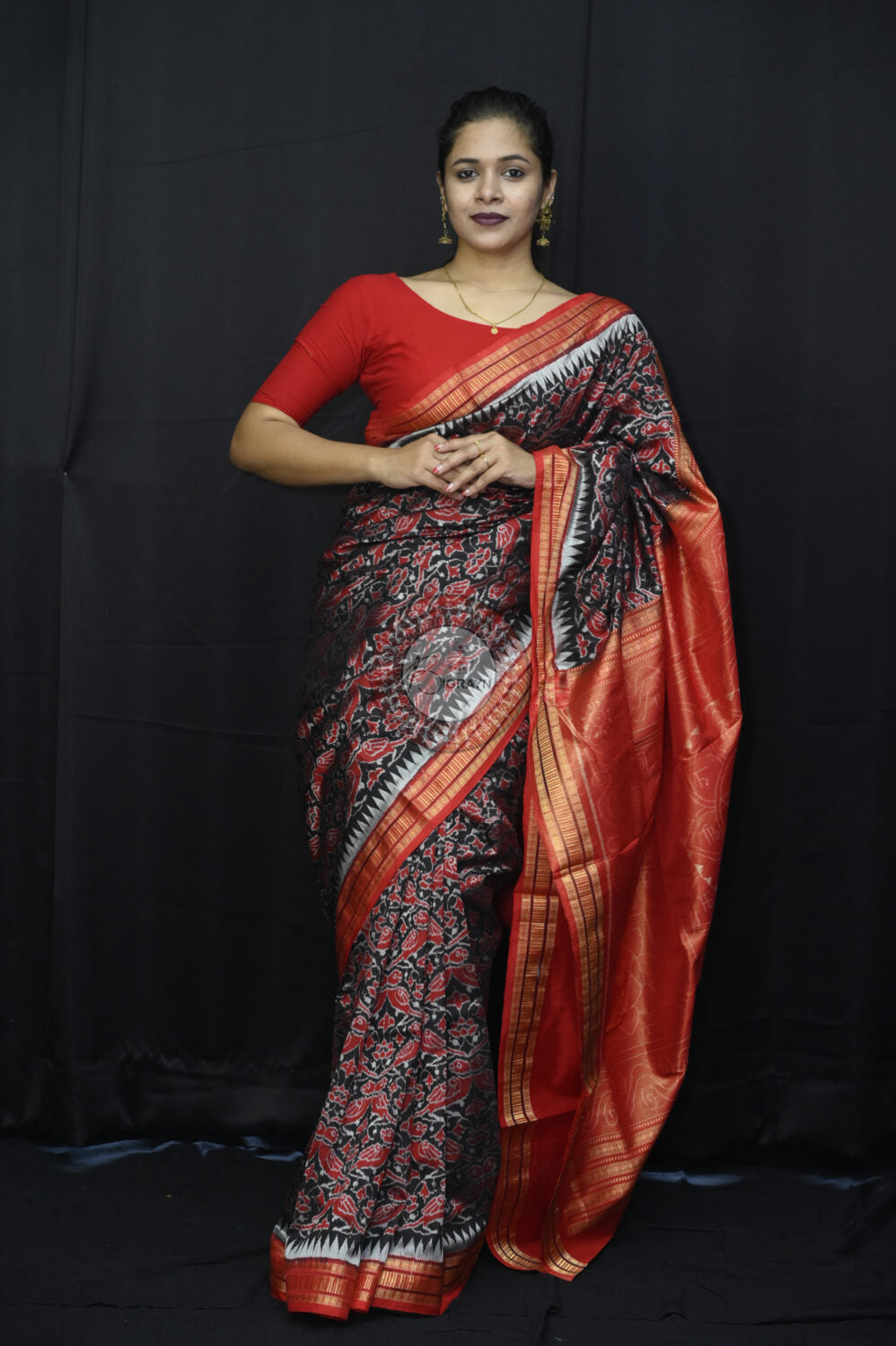 "Odisha Handloom Tissue Silk Saree with shimmering texture, elegant zari border, and lightweight drape, handcrafted by artisans"