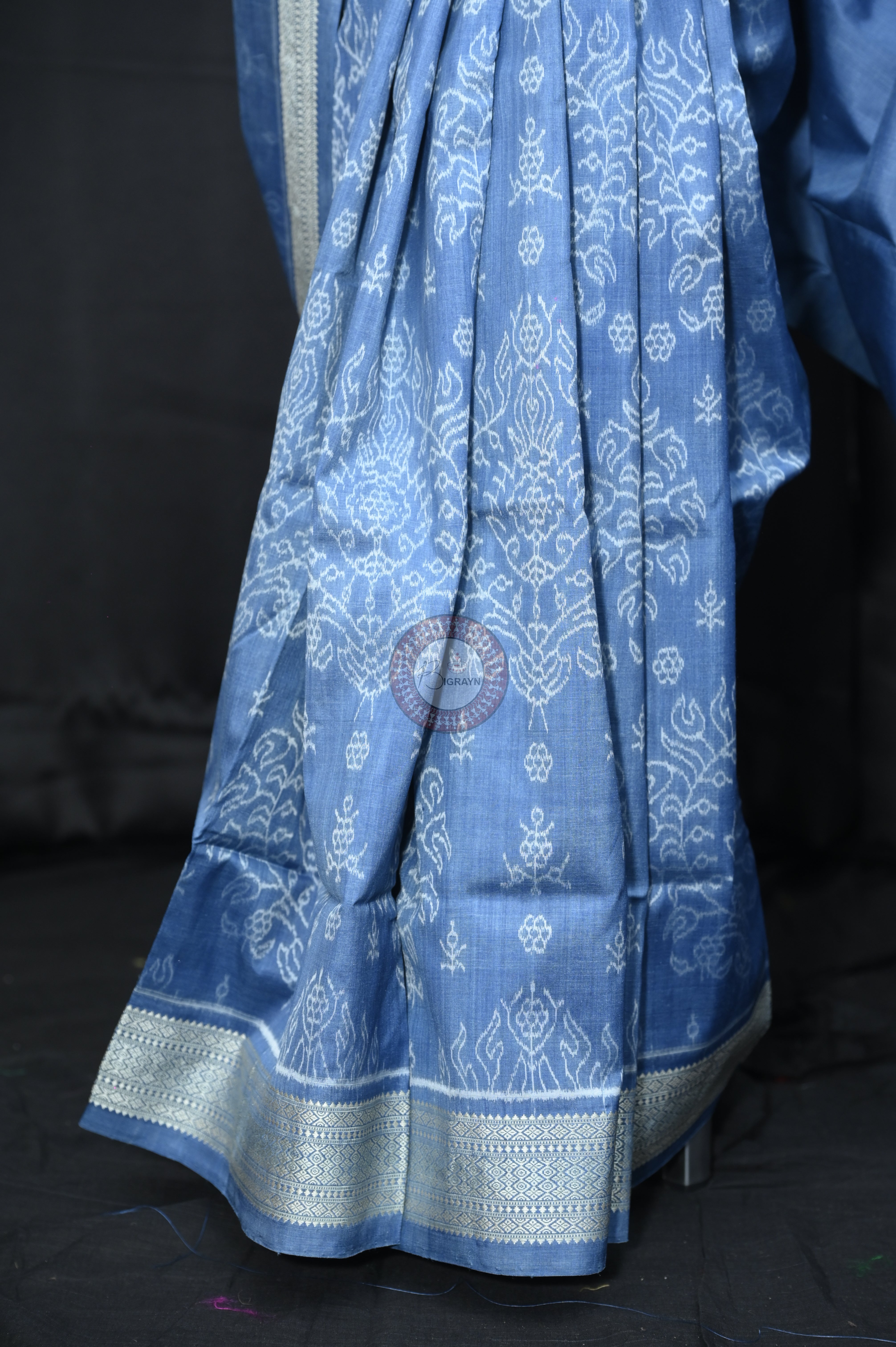Indigo Blue Padmaja Natural Dye Sambalpuri Silk Saree