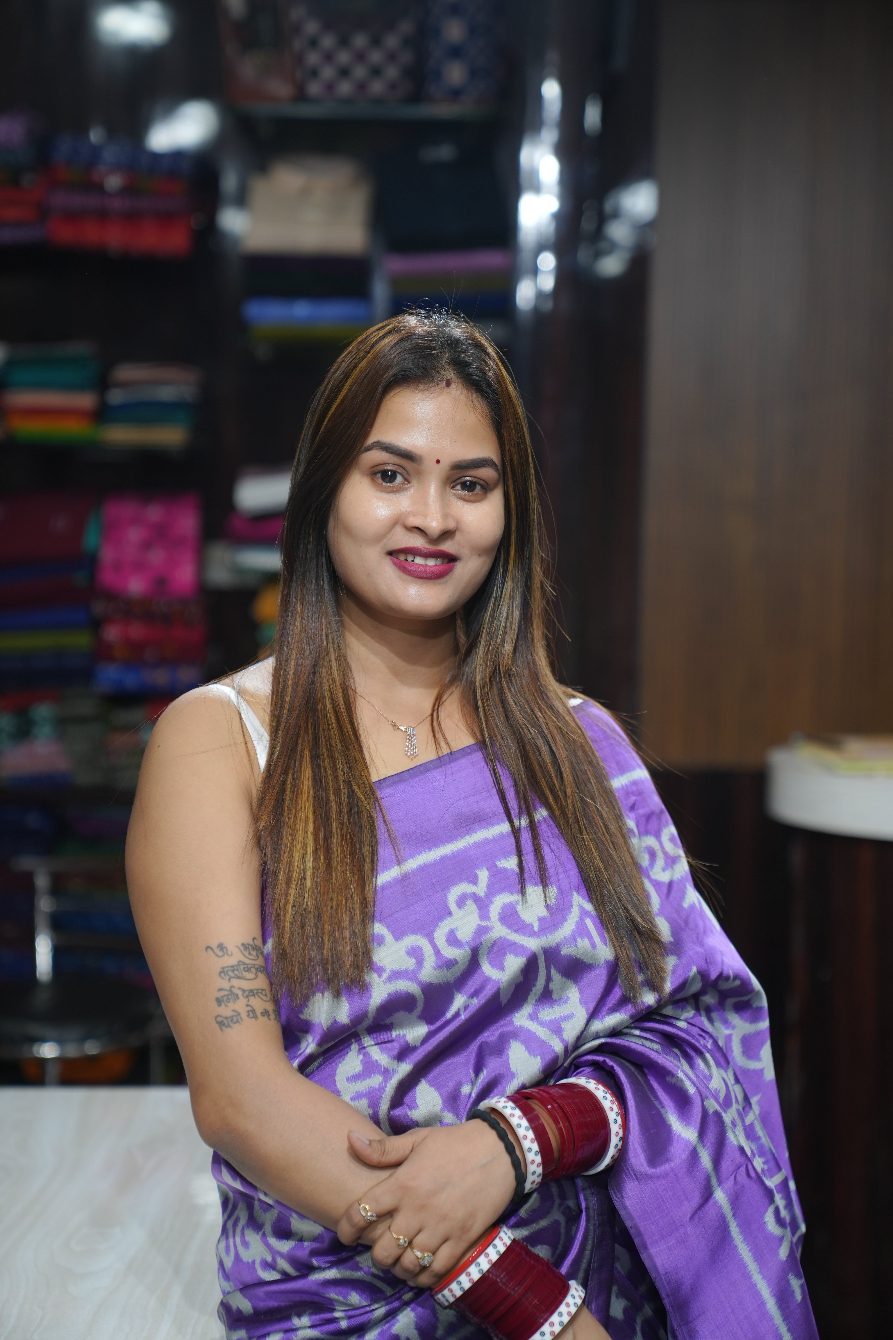 Lavender  Madhumalati  Mulberry Silk Saree