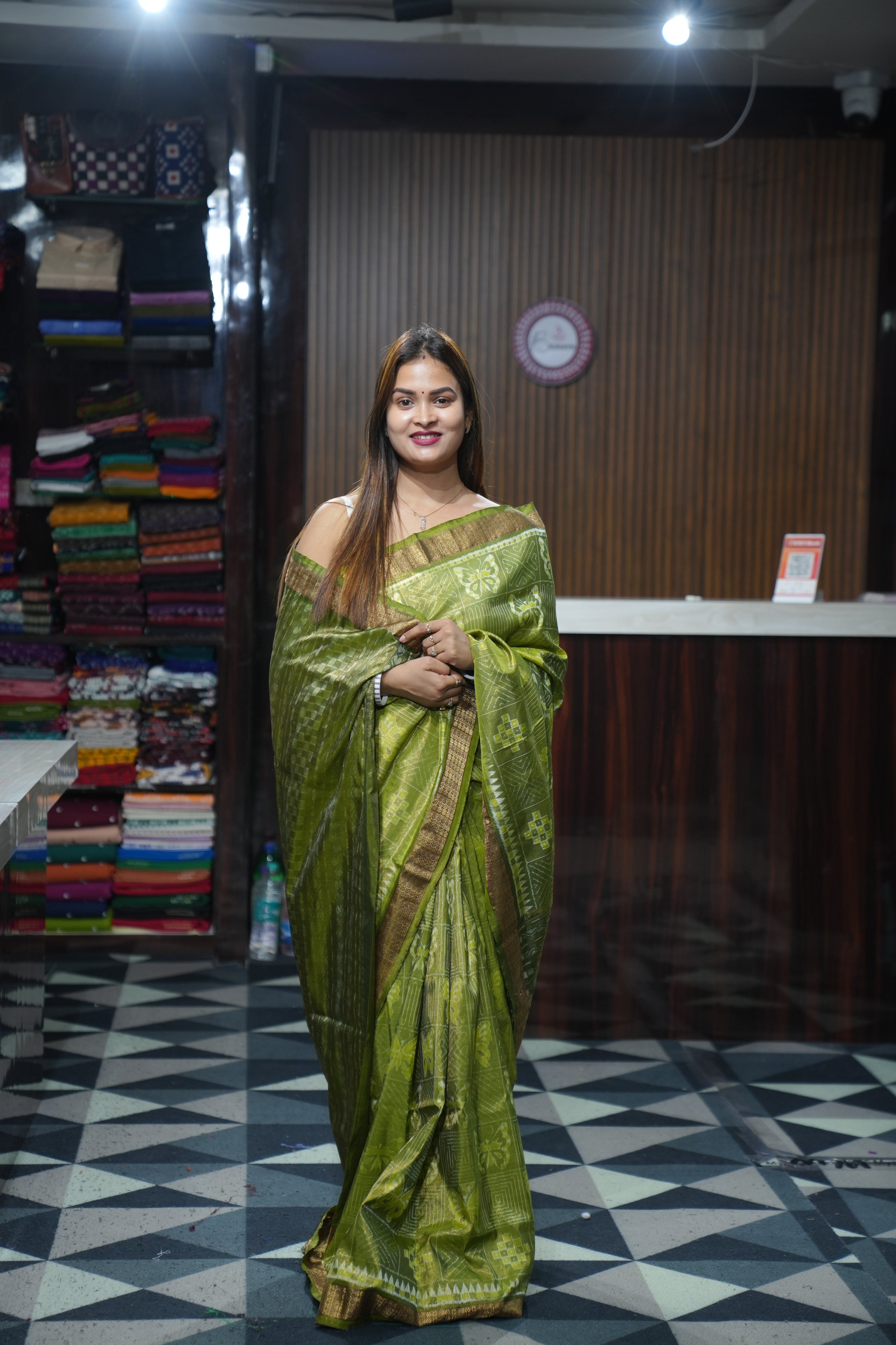 Mehendi Green Butterfly Full Tissue Silk Saree