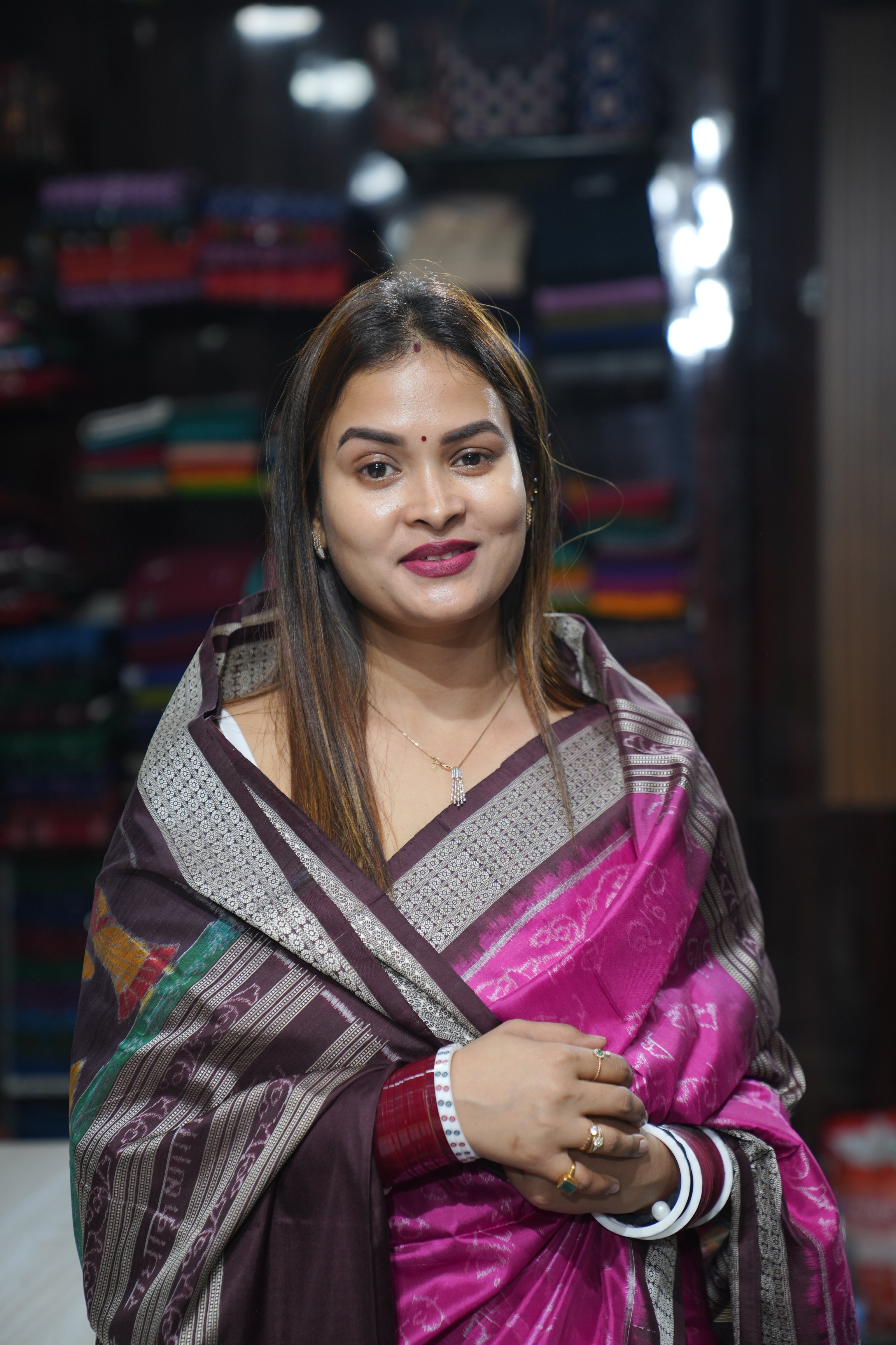 Magenta Shri Radha Exclusive Sambalpuri Silk Saree