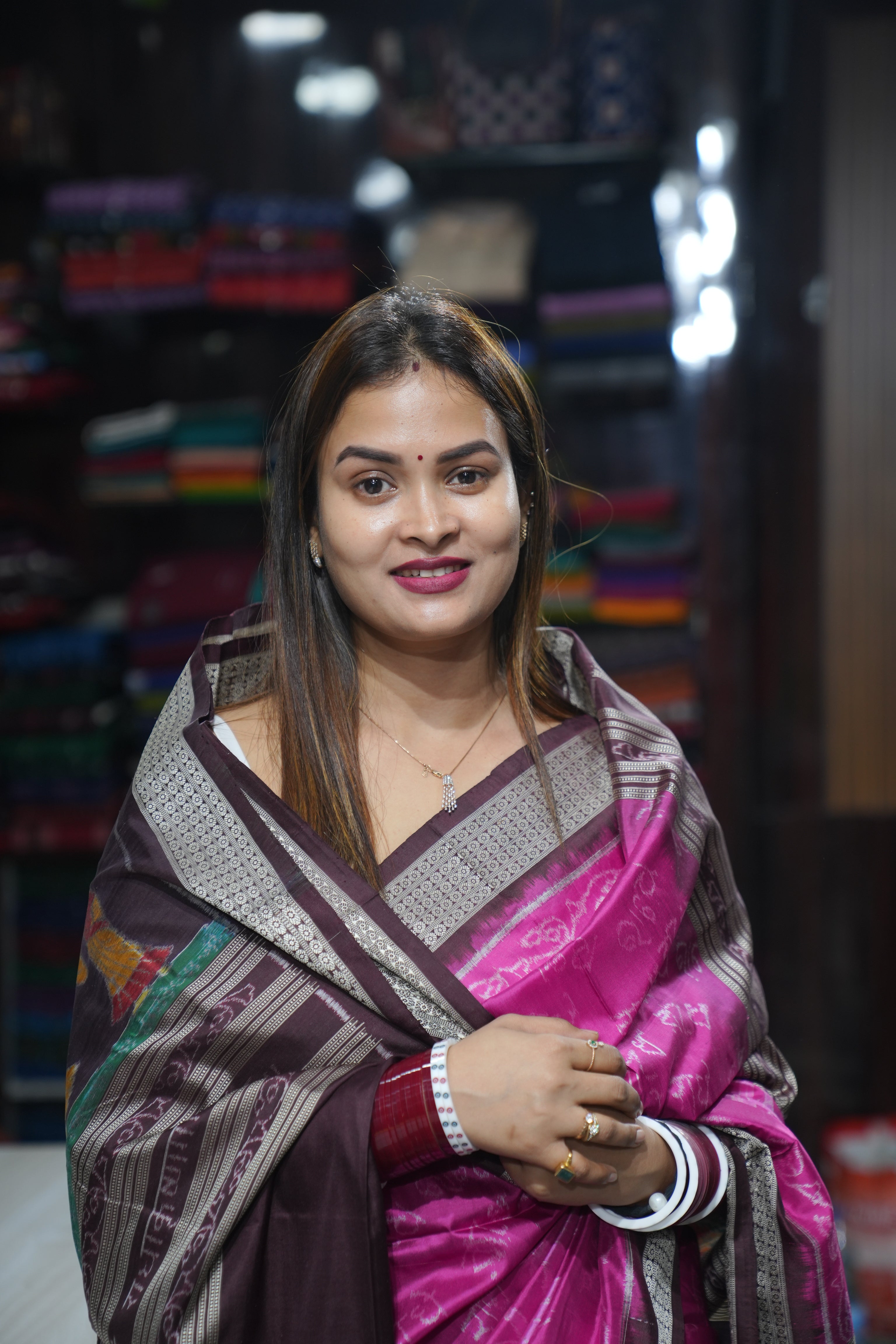 Magenta Shri Radha Exclusive Sambalpuri Silk Saree