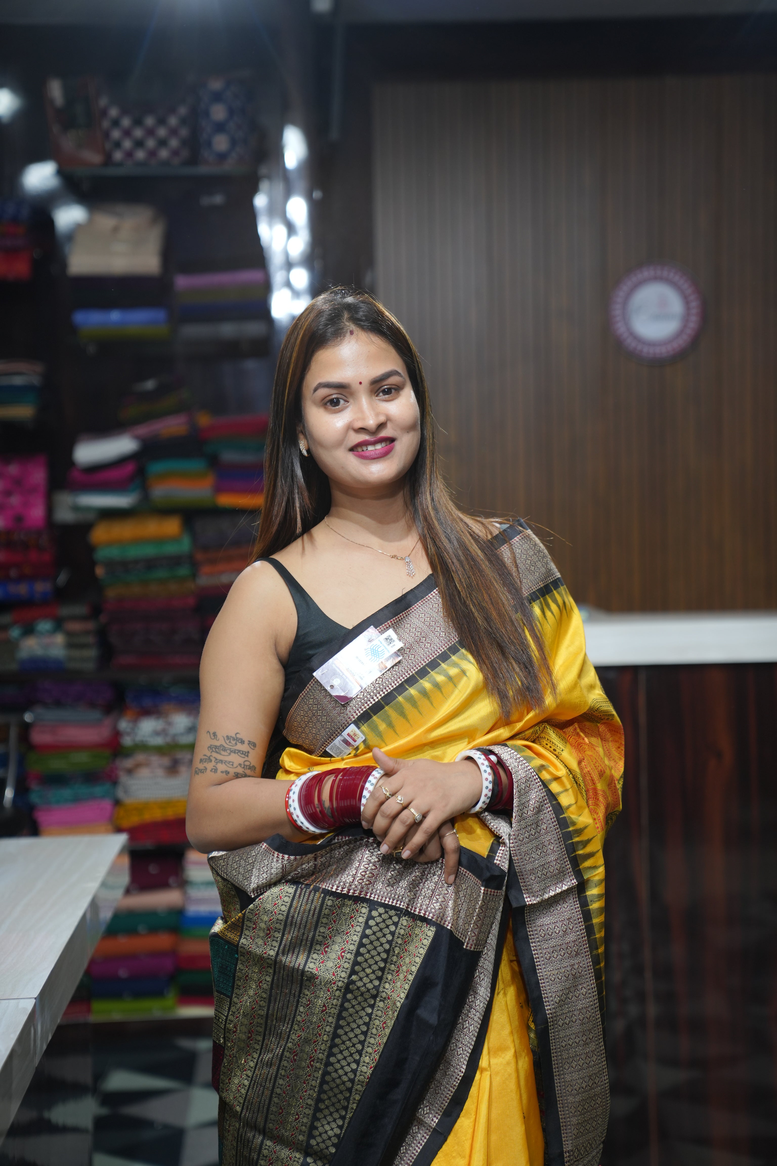 Yellow Black Chandrama Exclusive Sambalpuri Silk Saree