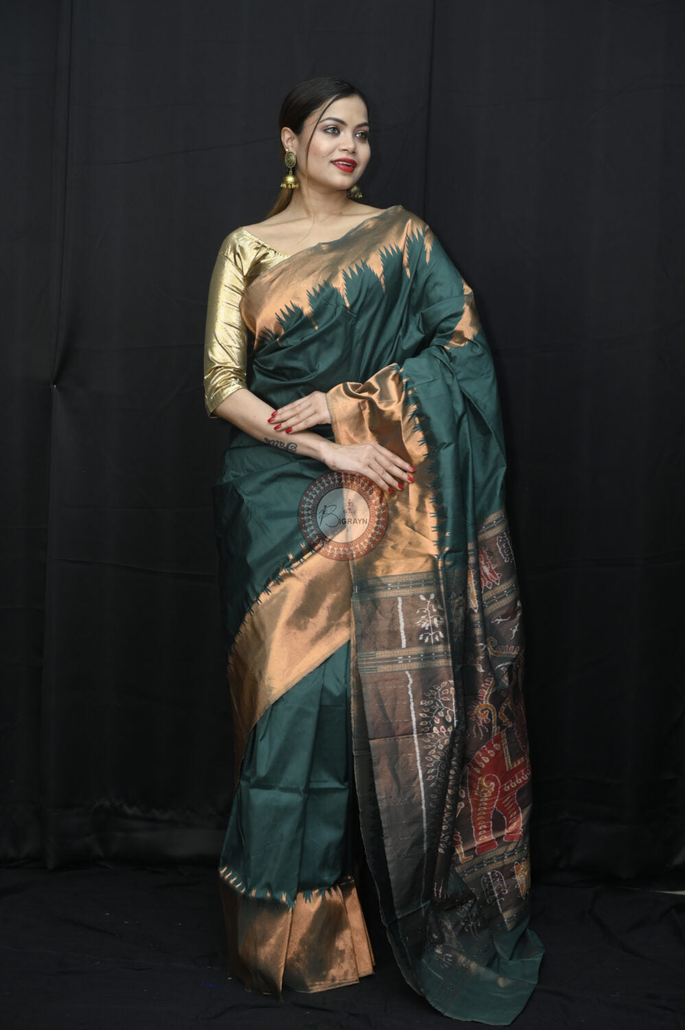 "Odisha Handloom Tissue Silk Saree with shimmering texture, elegant zari border, and lightweight drape, handcrafted by artisans"