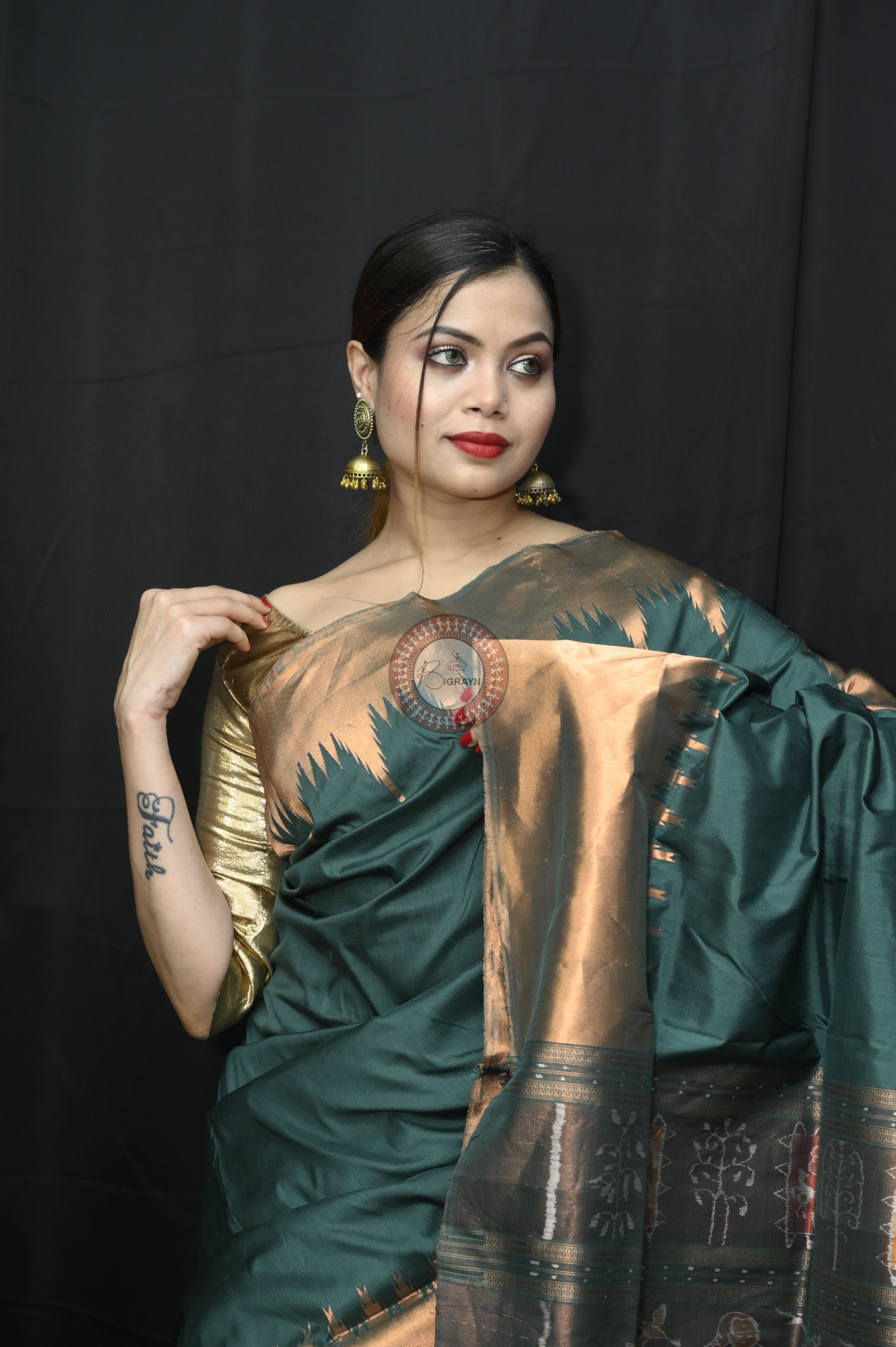 "Odisha Handloom Tissue Silk Saree with shimmering texture, elegant zari border, and lightweight drape, handcrafted by artisans"