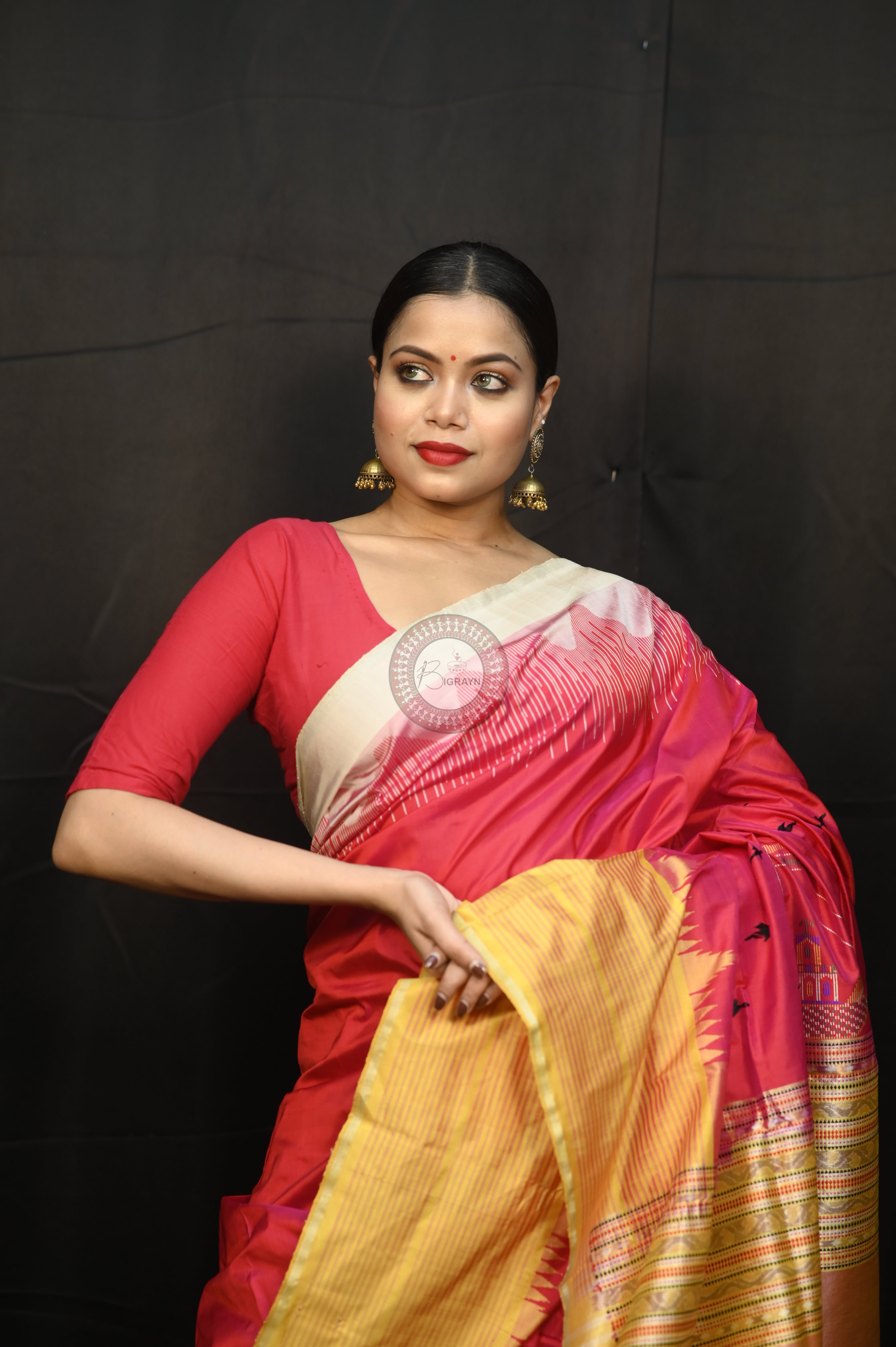 "Odisha Handloom Tissue Silk Saree with shimmering texture, elegant zari border, and lightweight drape, handcrafted by artisans"