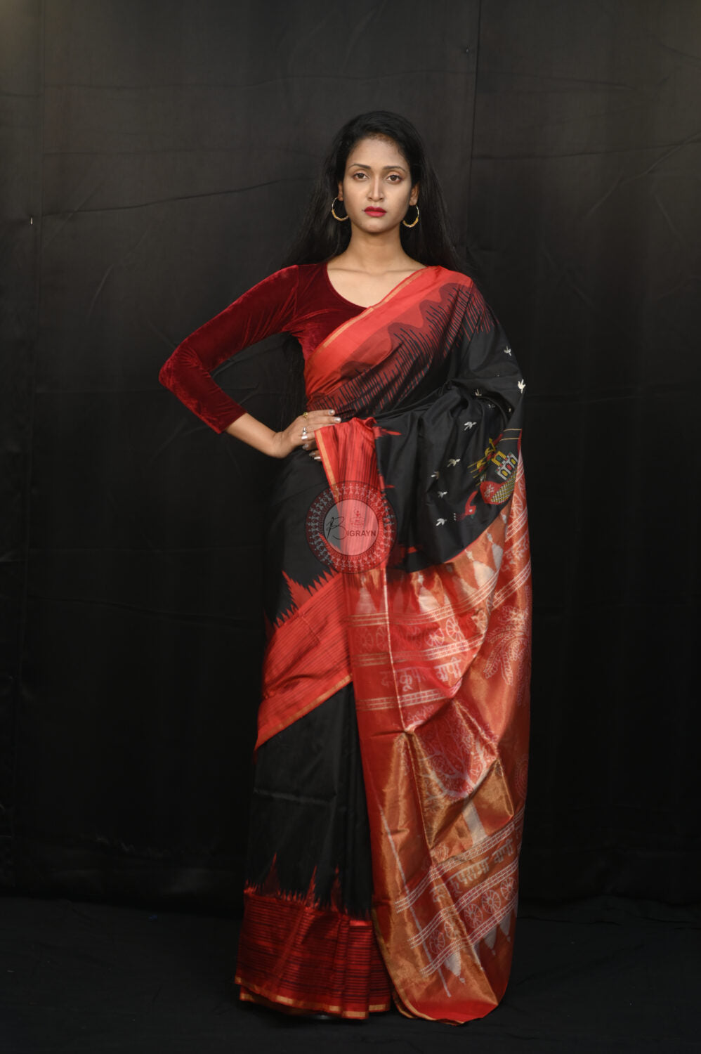 "Odisha Handloom Tissue Silk Saree with shimmering texture, elegant zari border, and lightweight drape, handcrafted by artisans"