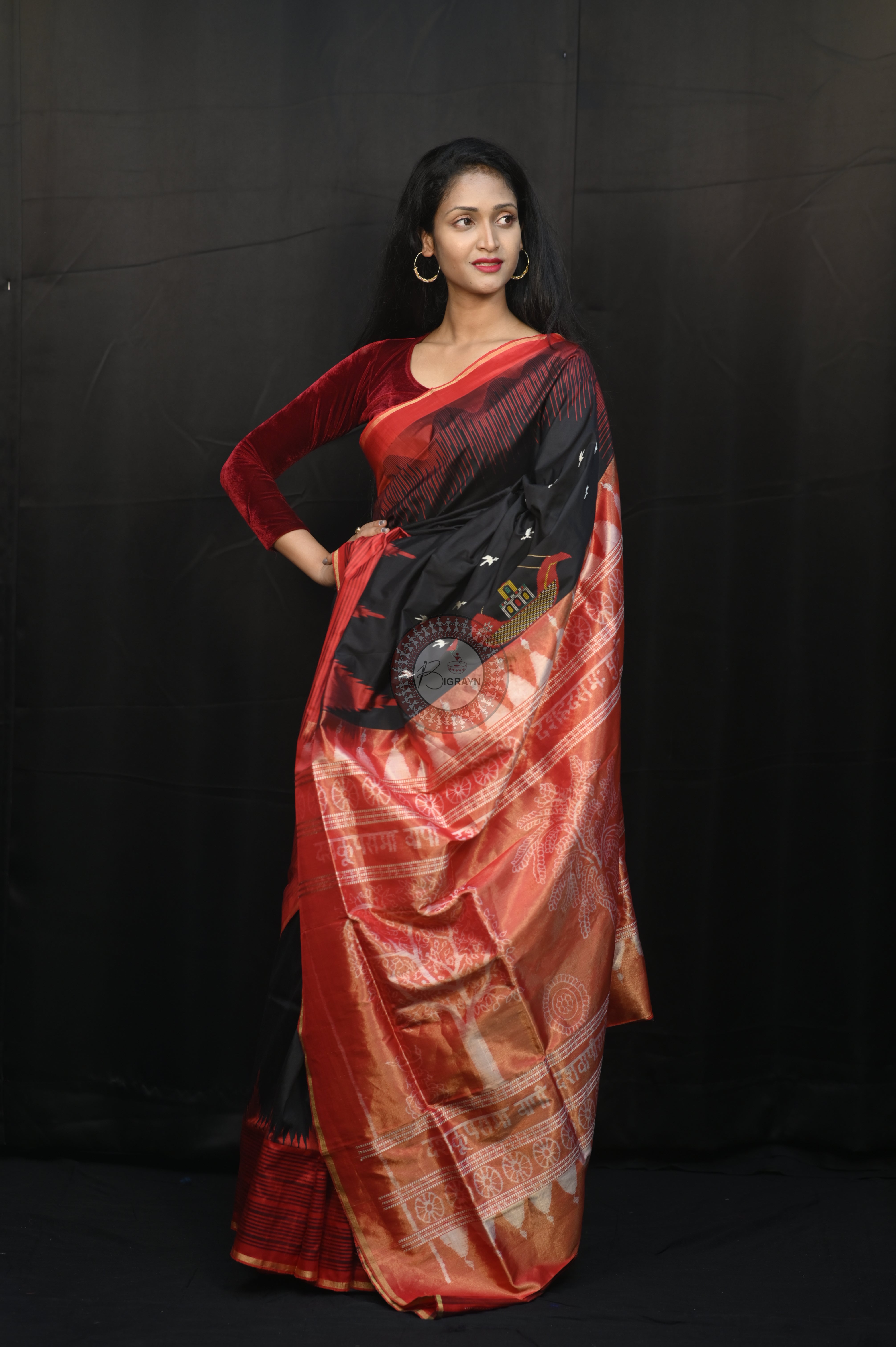 "Odisha Handloom Tissue Silk Saree with shimmering texture, elegant zari border, and lightweight drape, handcrafted by artisans"
