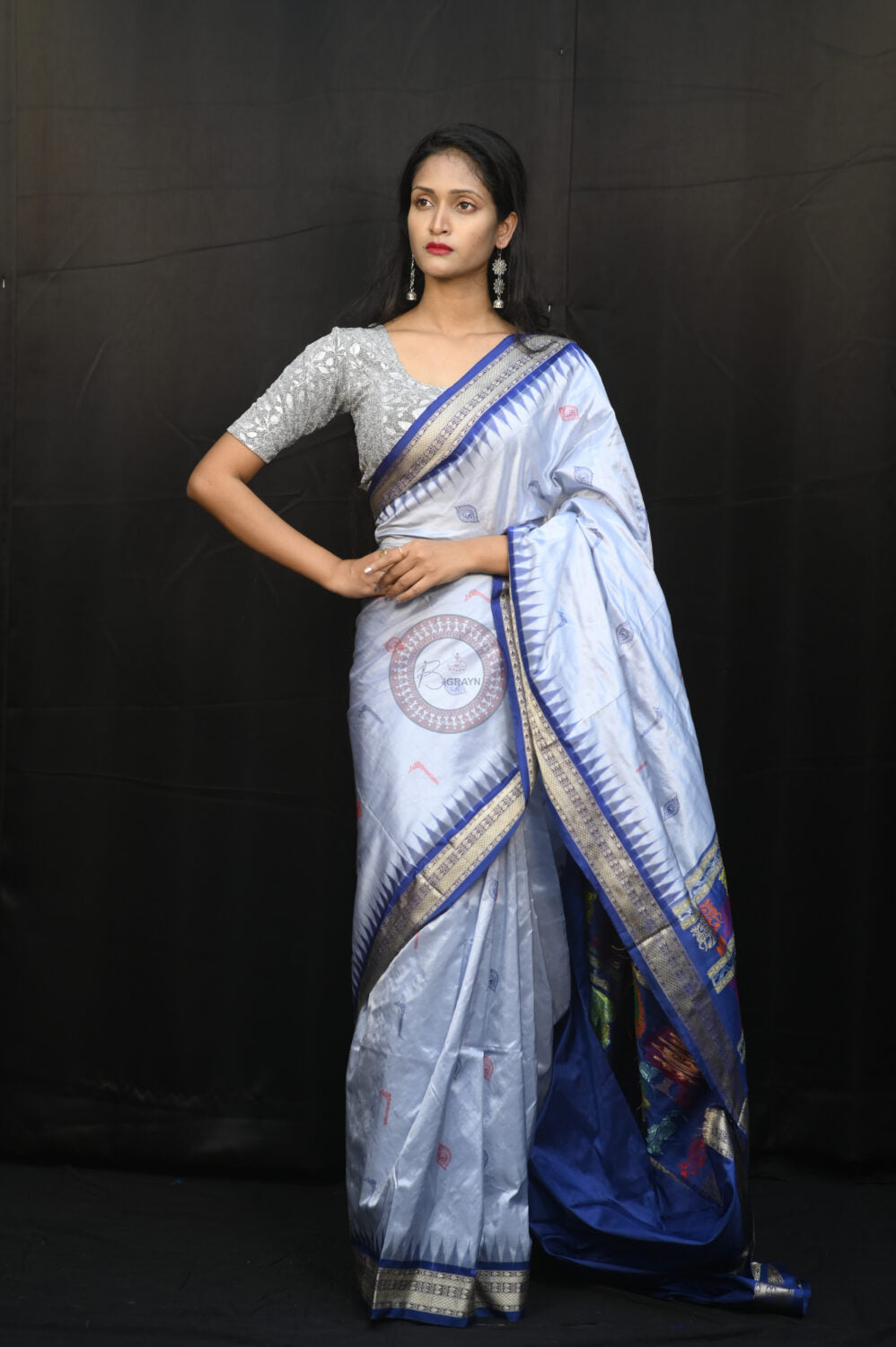 Ink Blue Blue Rasleela Exclusive Sambalpuri Silk Saree