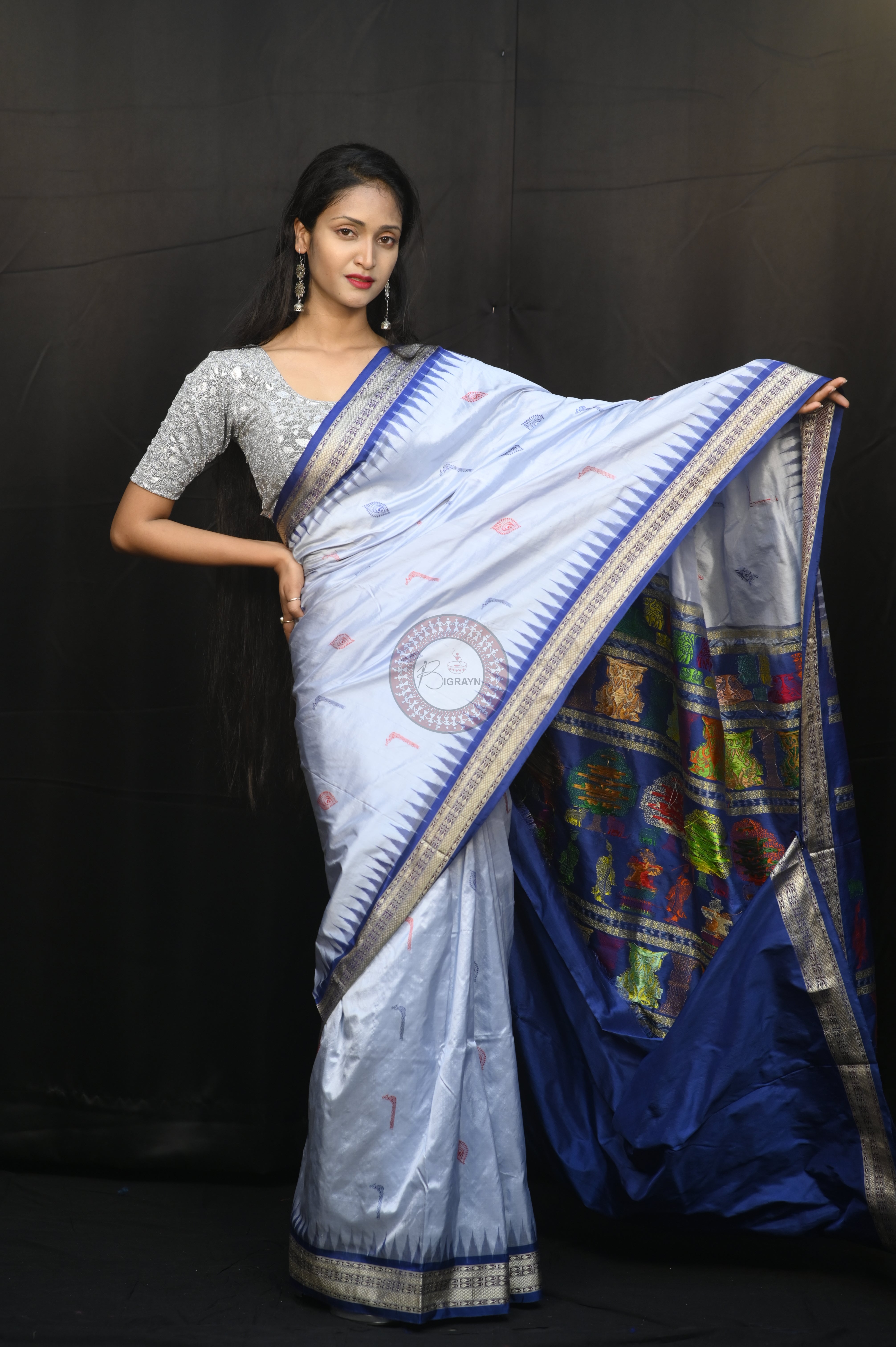Ink Blue Blue Rasleela Exclusive Sambalpuri Silk Saree