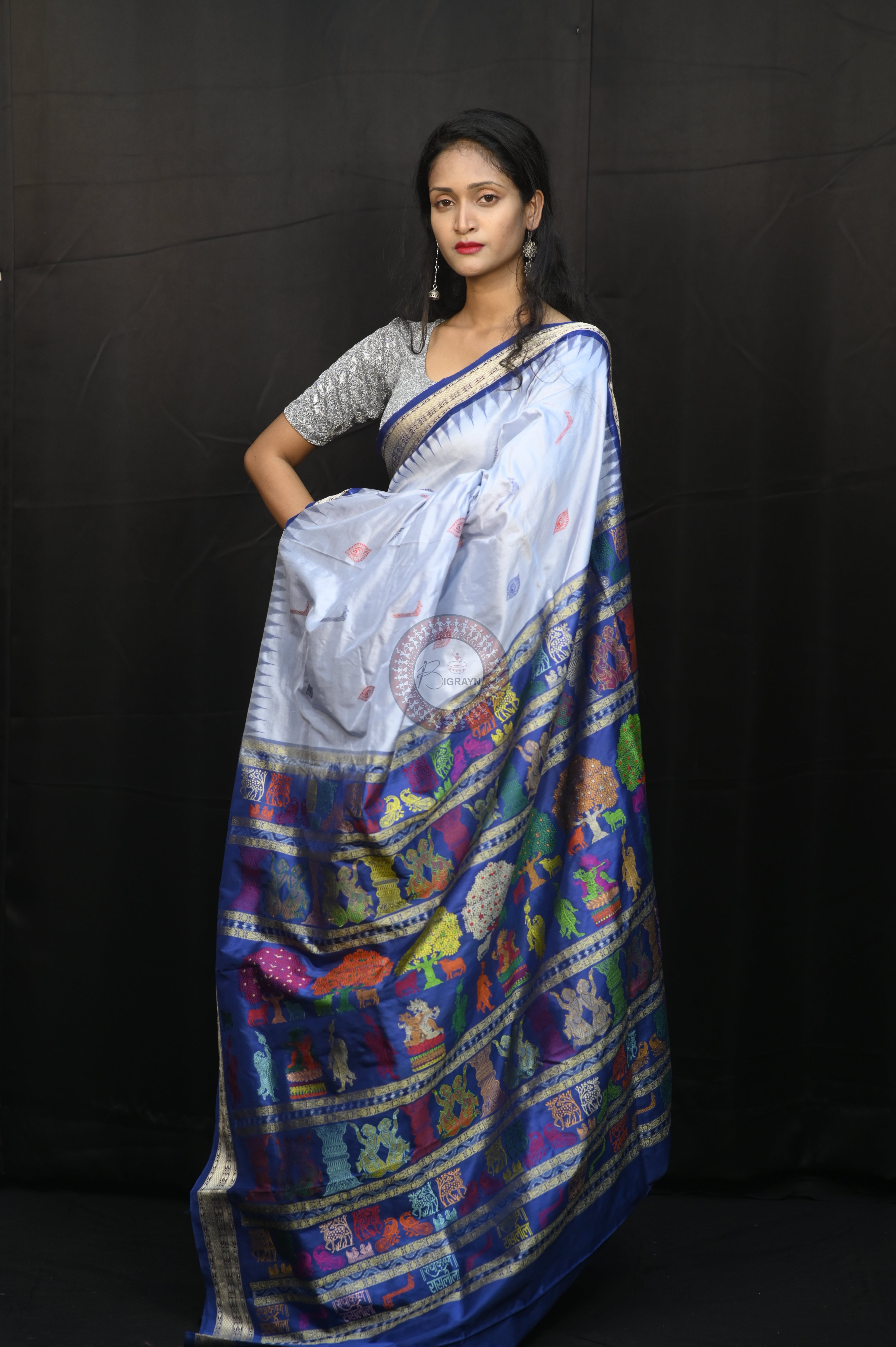 Ink Blue Blue Rasleela Exclusive Sambalpuri Silk Saree