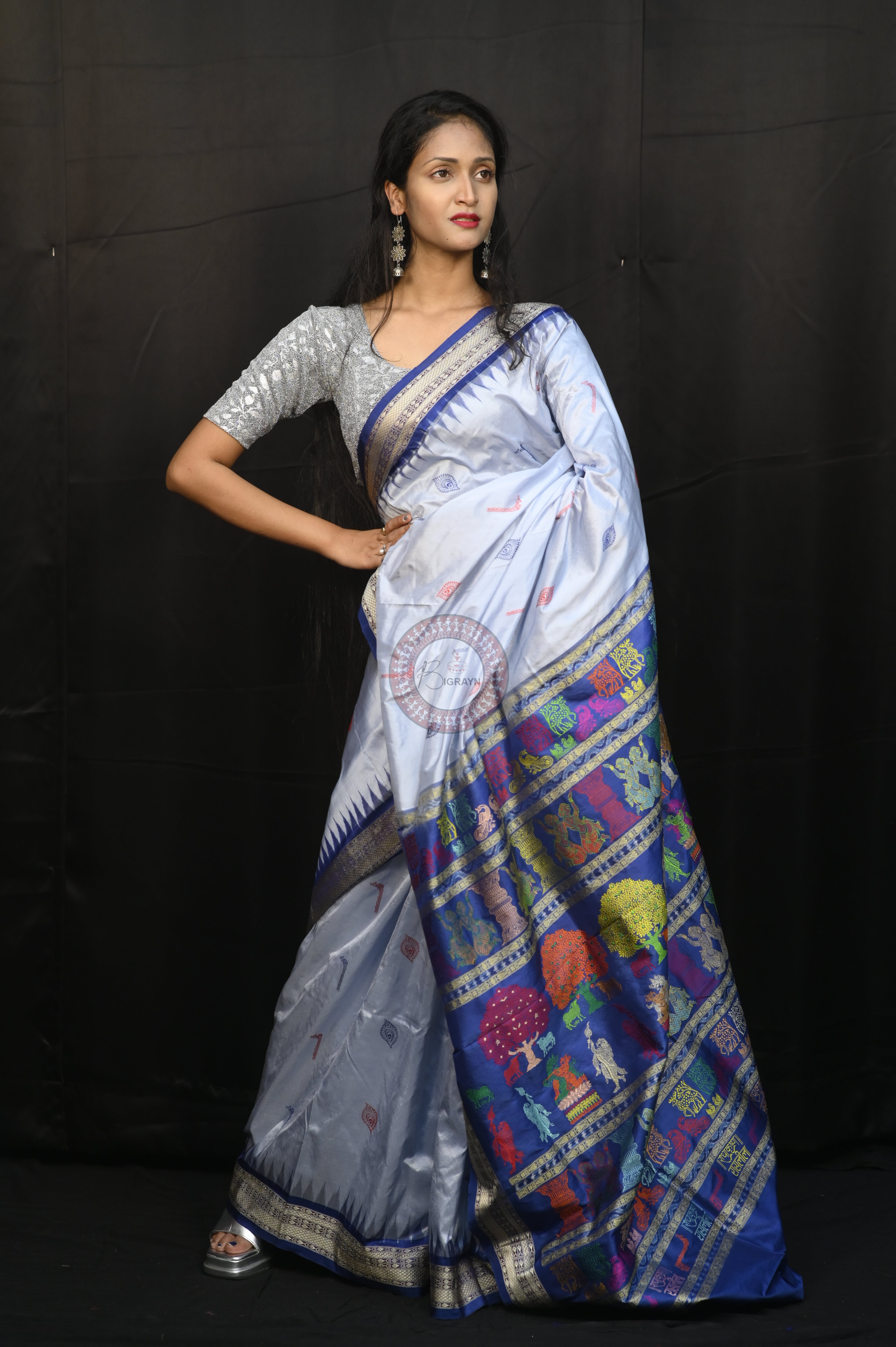 Ink Blue Blue Rasleela Exclusive Sambalpuri Silk Saree