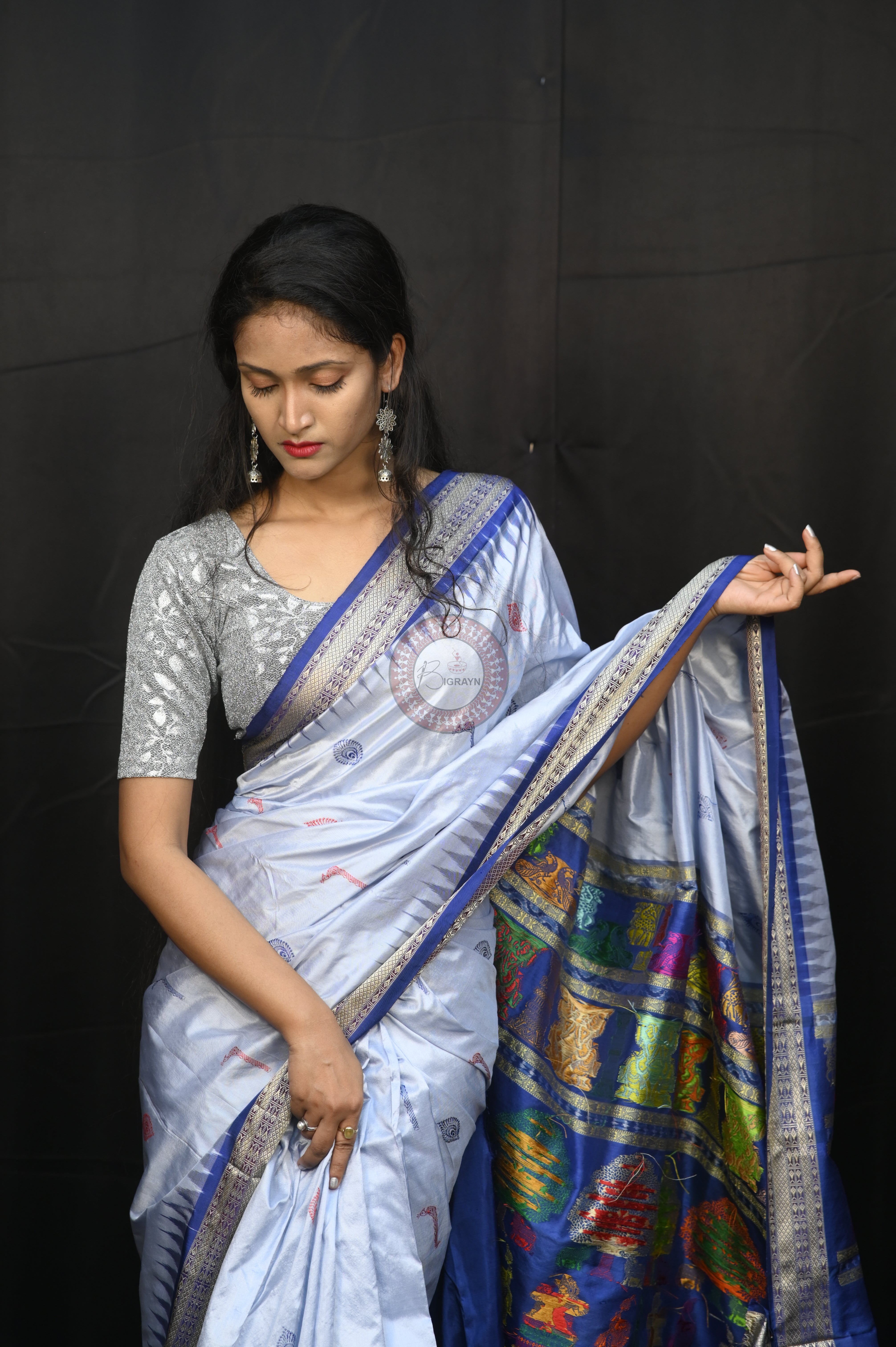 Ink Blue Blue Rasleela Exclusive Sambalpuri Silk Saree