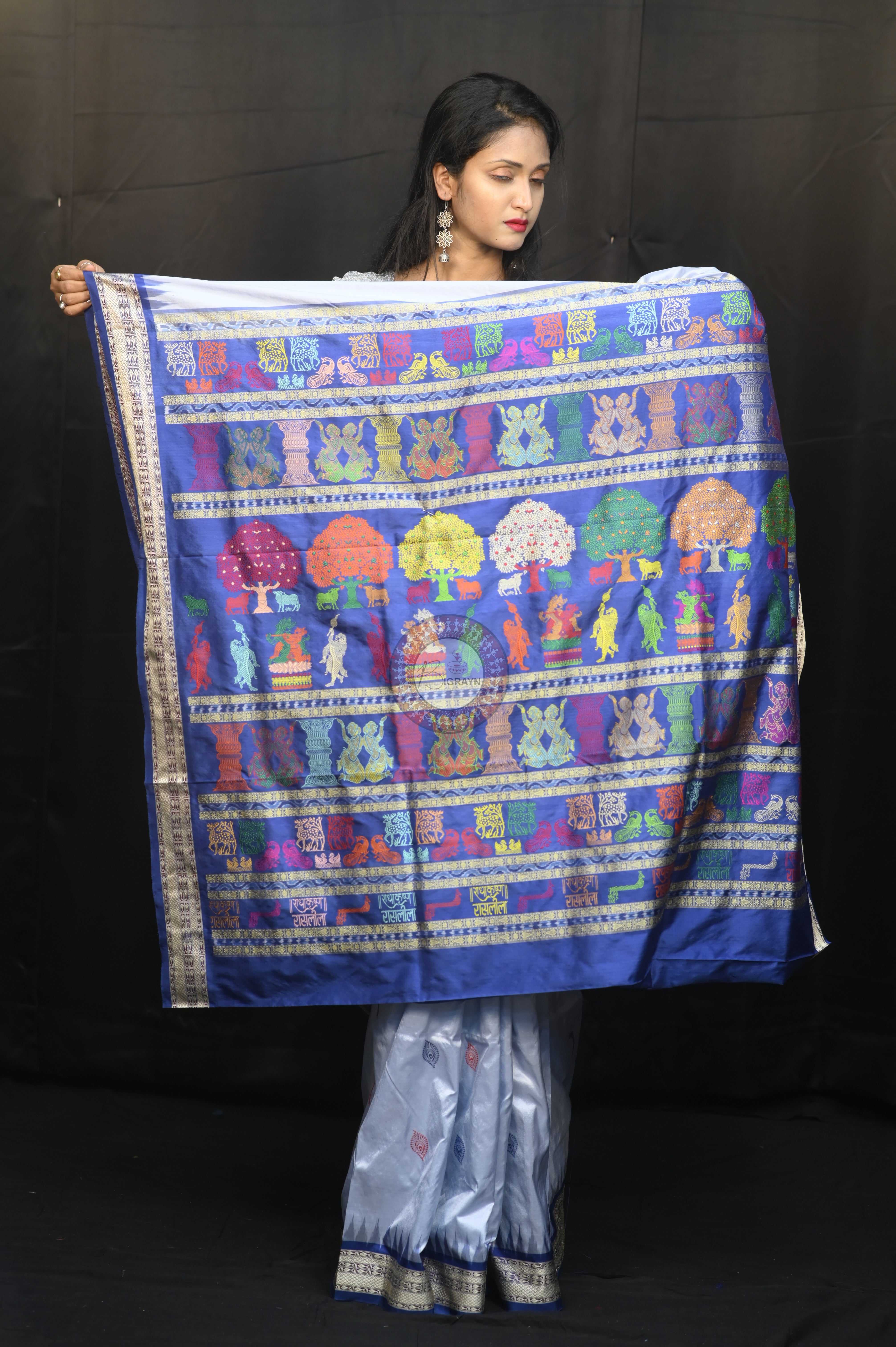 Ink Blue Blue Rasleela Exclusive Sambalpuri Silk Saree