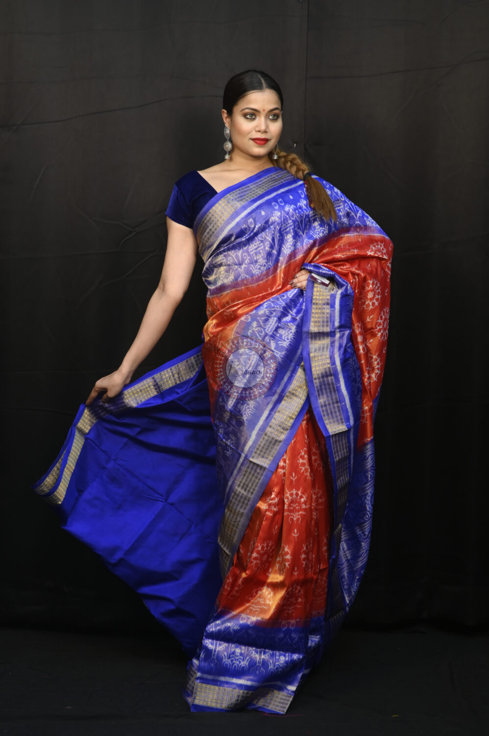 "Odisha Handloom Tissue Silk Saree with shimmering texture, elegant zari border, and lightweight drape, handcrafted by artisans"
