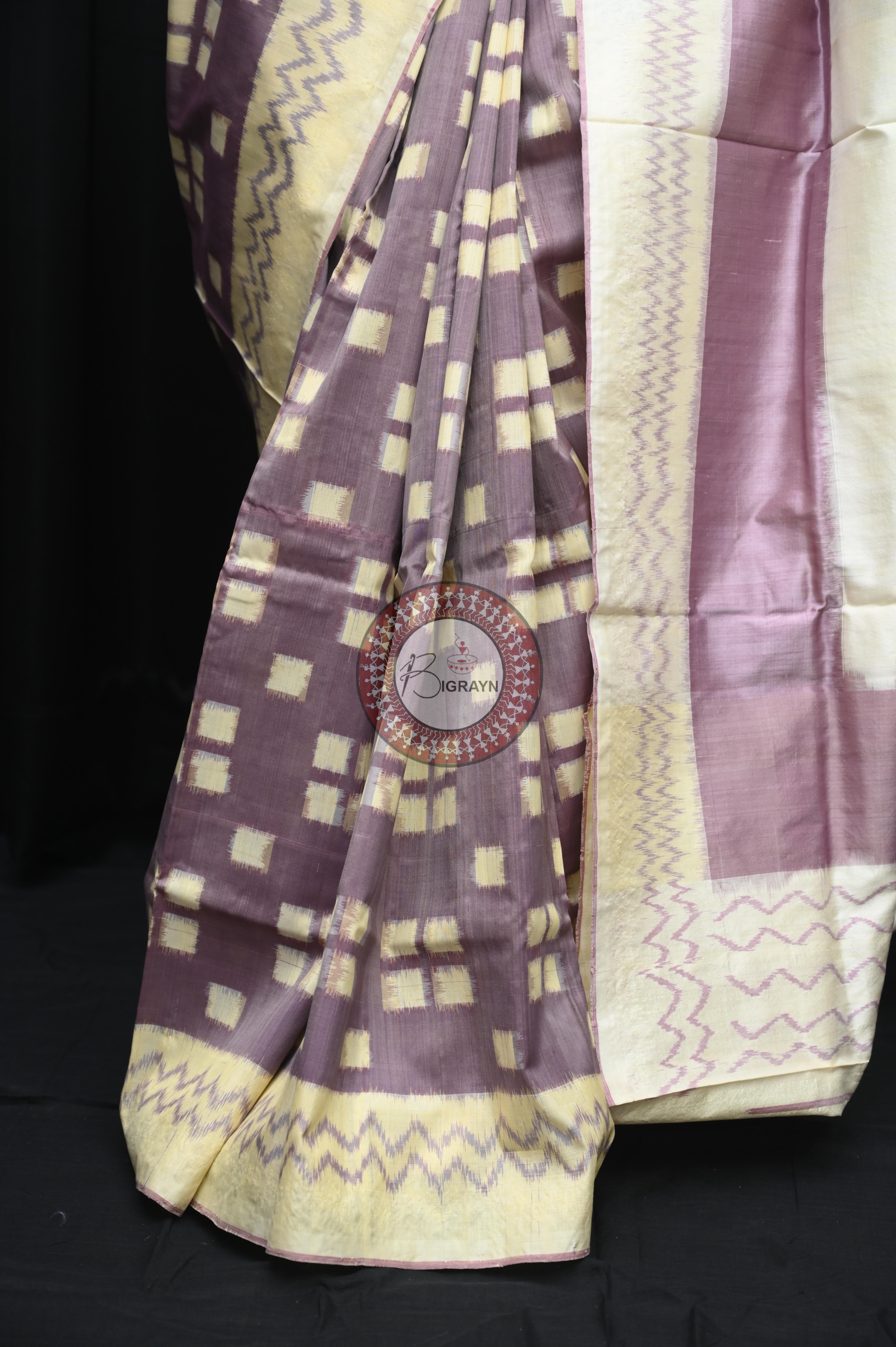 Light Purple Chandan Pasapali Natural Dye Sambalpuri Silk Saree
