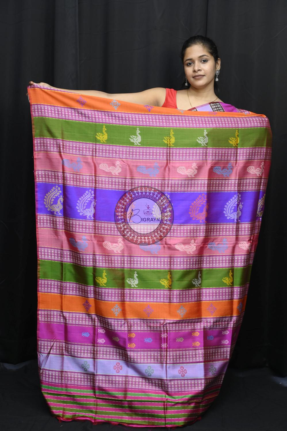 Red Ganga Jamuna Border Double Anchal Berhampuri Silk Saree