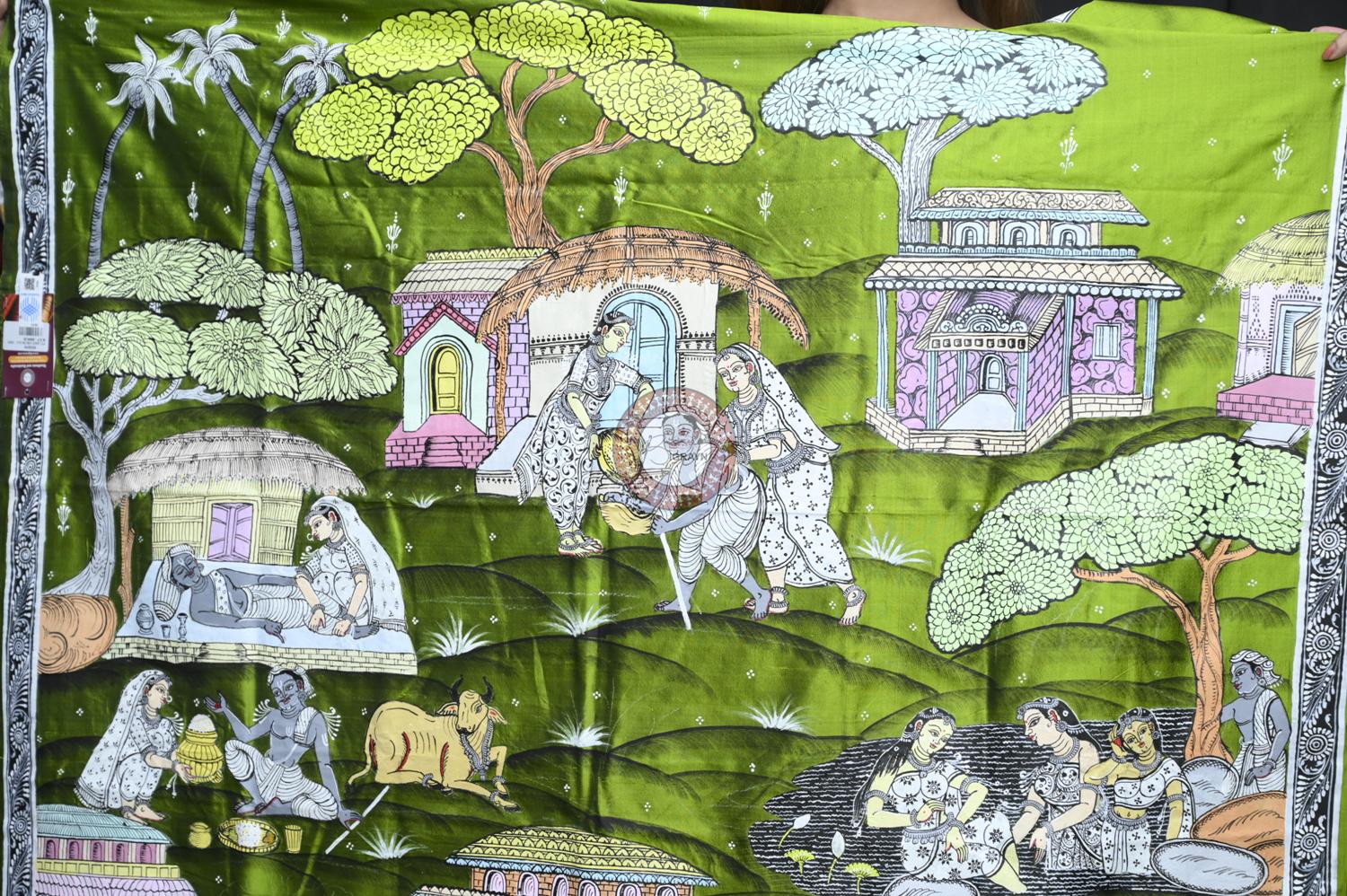 Mehndi Lakhe Hira Pattachitra Silk Saree