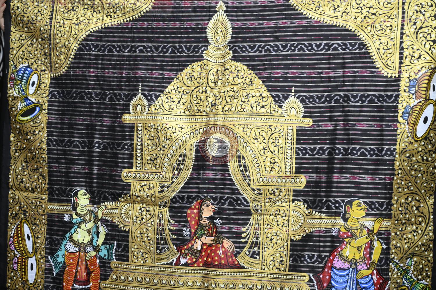 Red Ganga Jamuna Border Marriage Theme Pattachitra Silk Saree