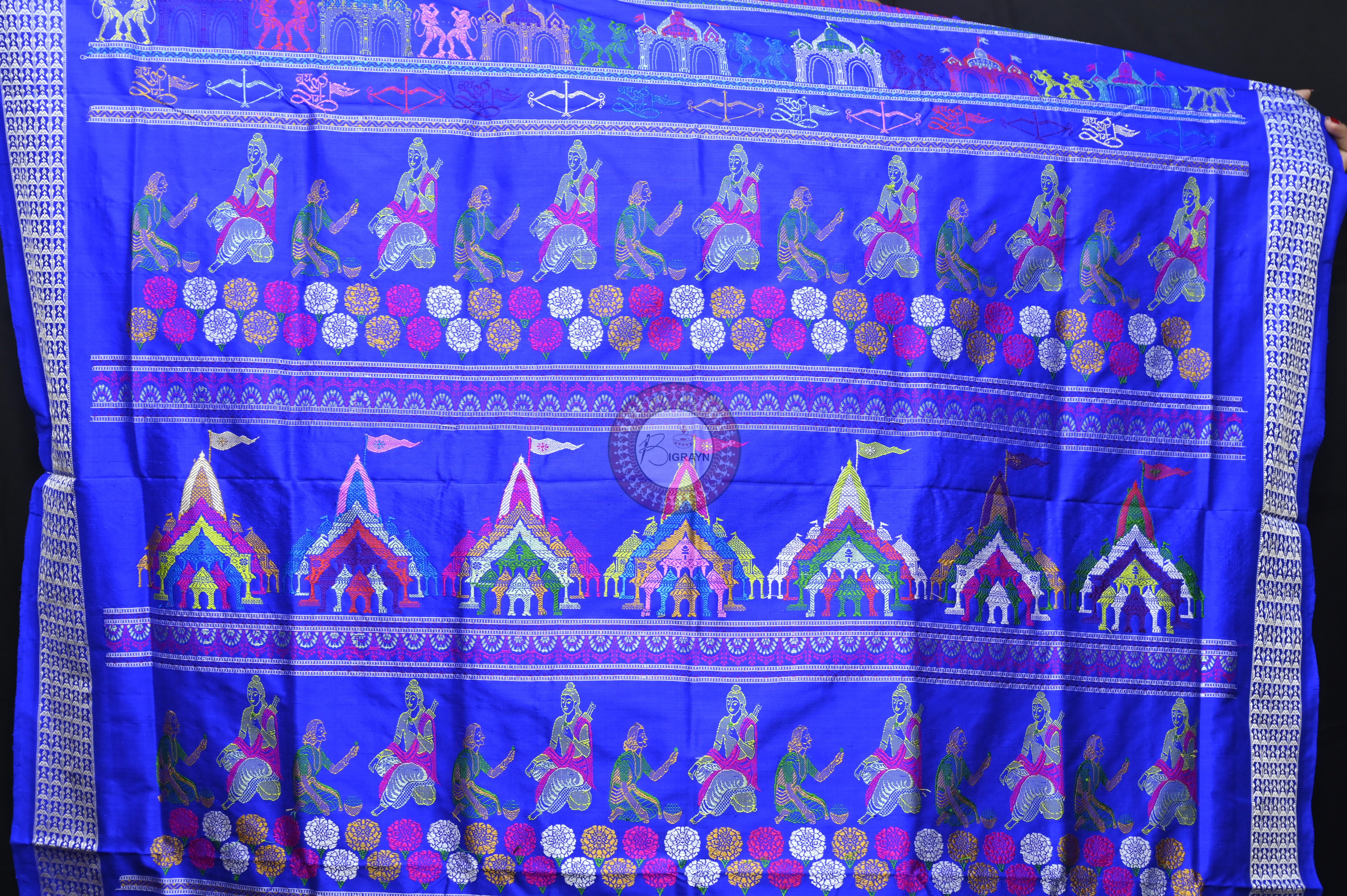 Orange Blue Sri Ram Exclusive Sambalpuri Silk Saree