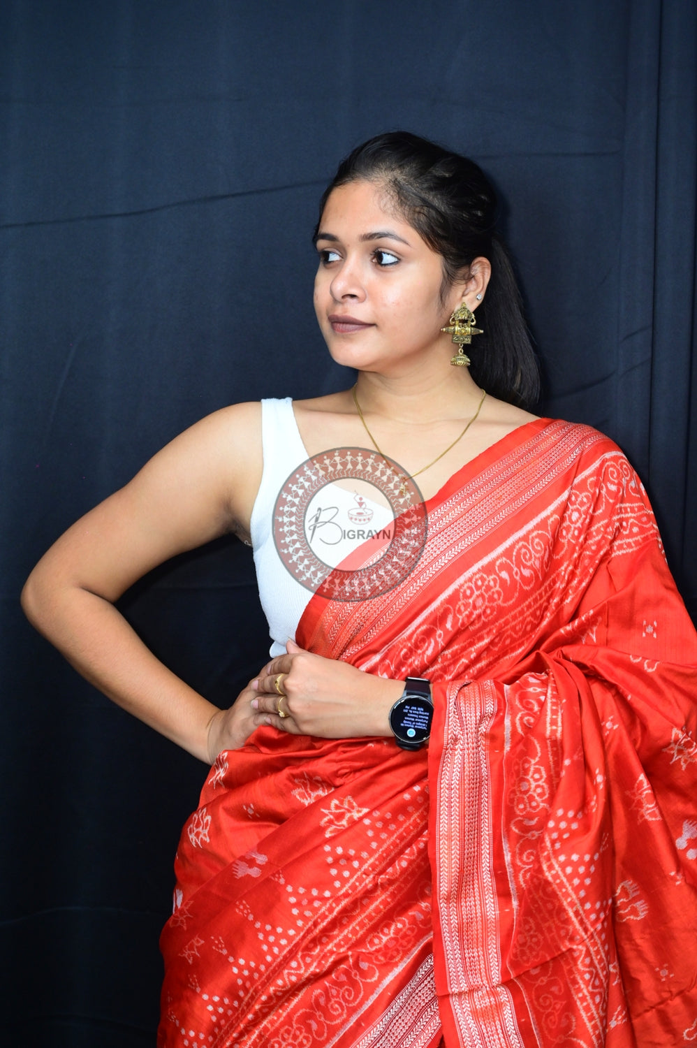 Rust Laxmi Pada Jhoti Natural Dye Silk Saree