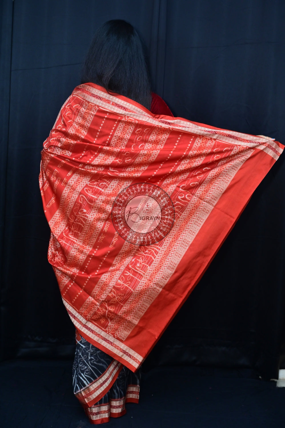 Black Brown Seedling Natural Dye Silk Saree