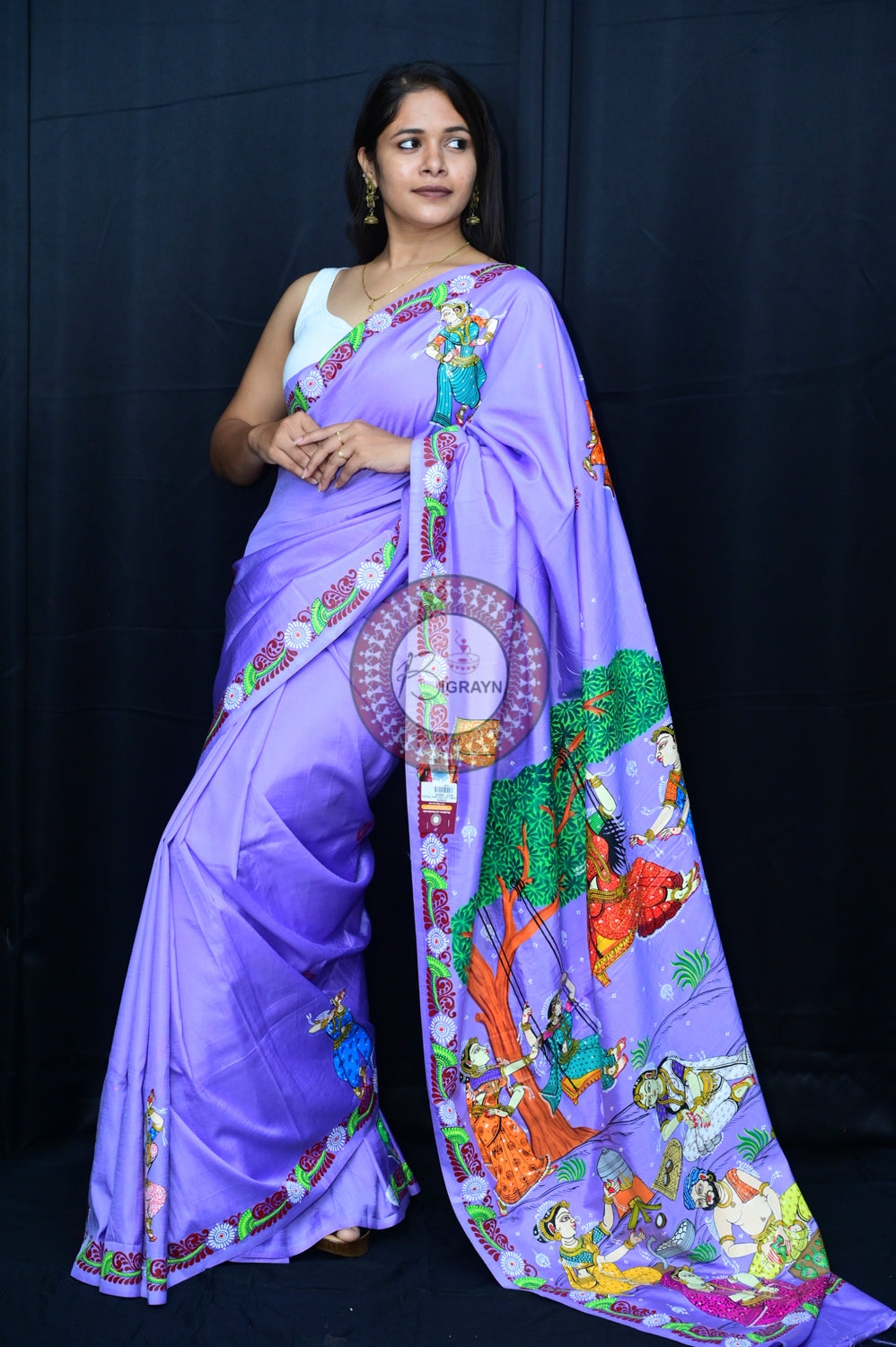 Light Purple Raja Festival Pattachitra Silk Saree