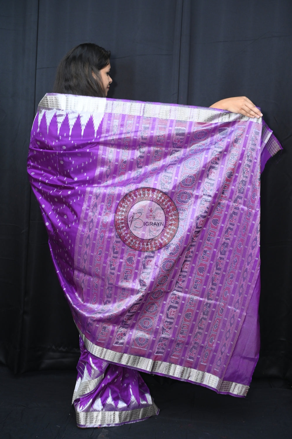 "Odisha Handloom Tissue Silk Saree with shimmering texture, elegant zari border, and lightweight drape, handcrafted by artisans"