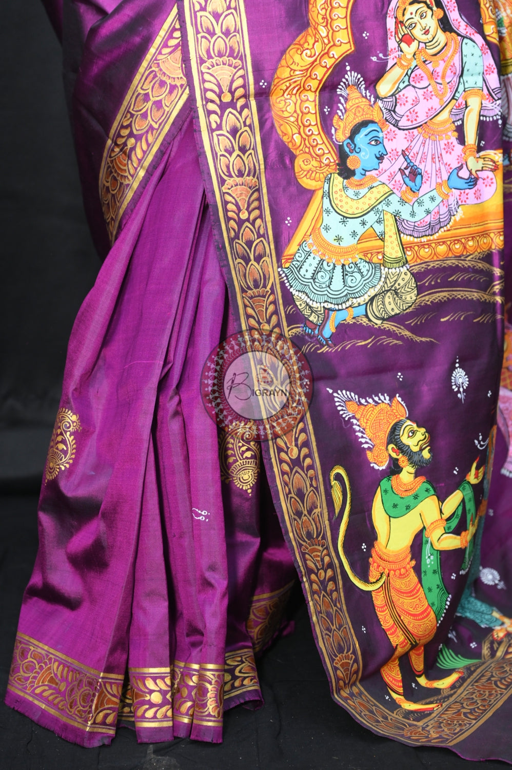 Purple Pancha Sati Pattachitra Silk Saree