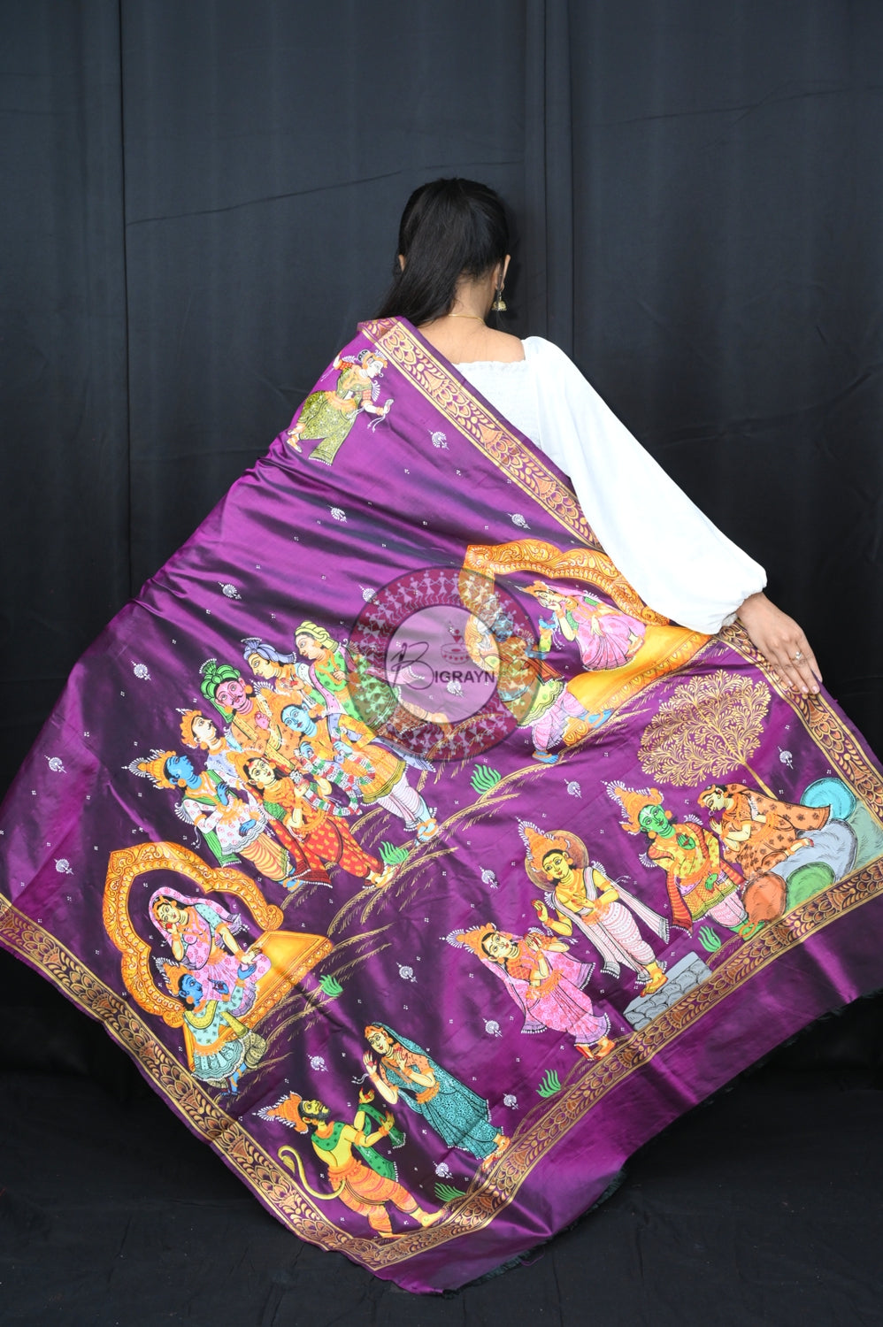 Purple Pancha Sati Pattachitra Silk Saree
