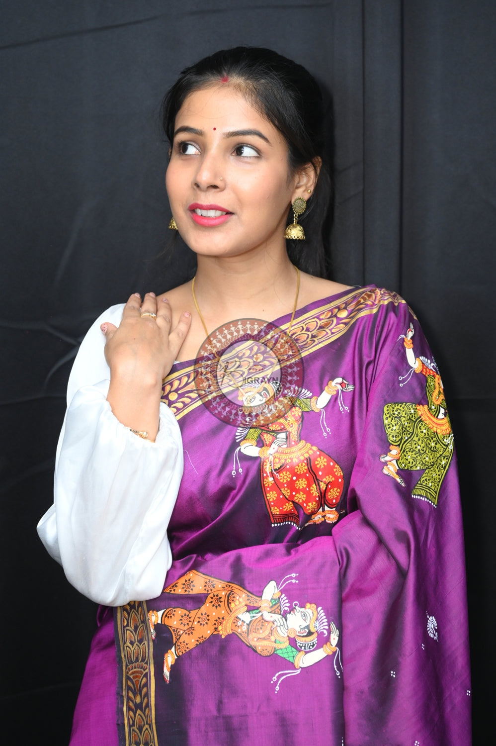 Purple Pancha Sati Pattachitra Silk Saree