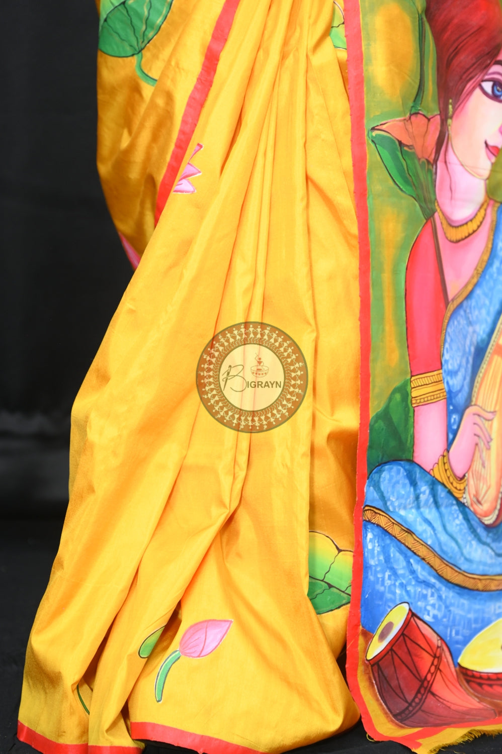Radha Krishna Modern Art Silk Saree (Pattachitra)