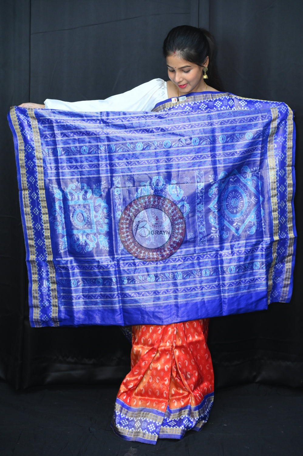"Odisha Handloom Tissue Silk Saree with shimmering texture, elegant zari border, and lightweight drape, handcrafted by artisans"