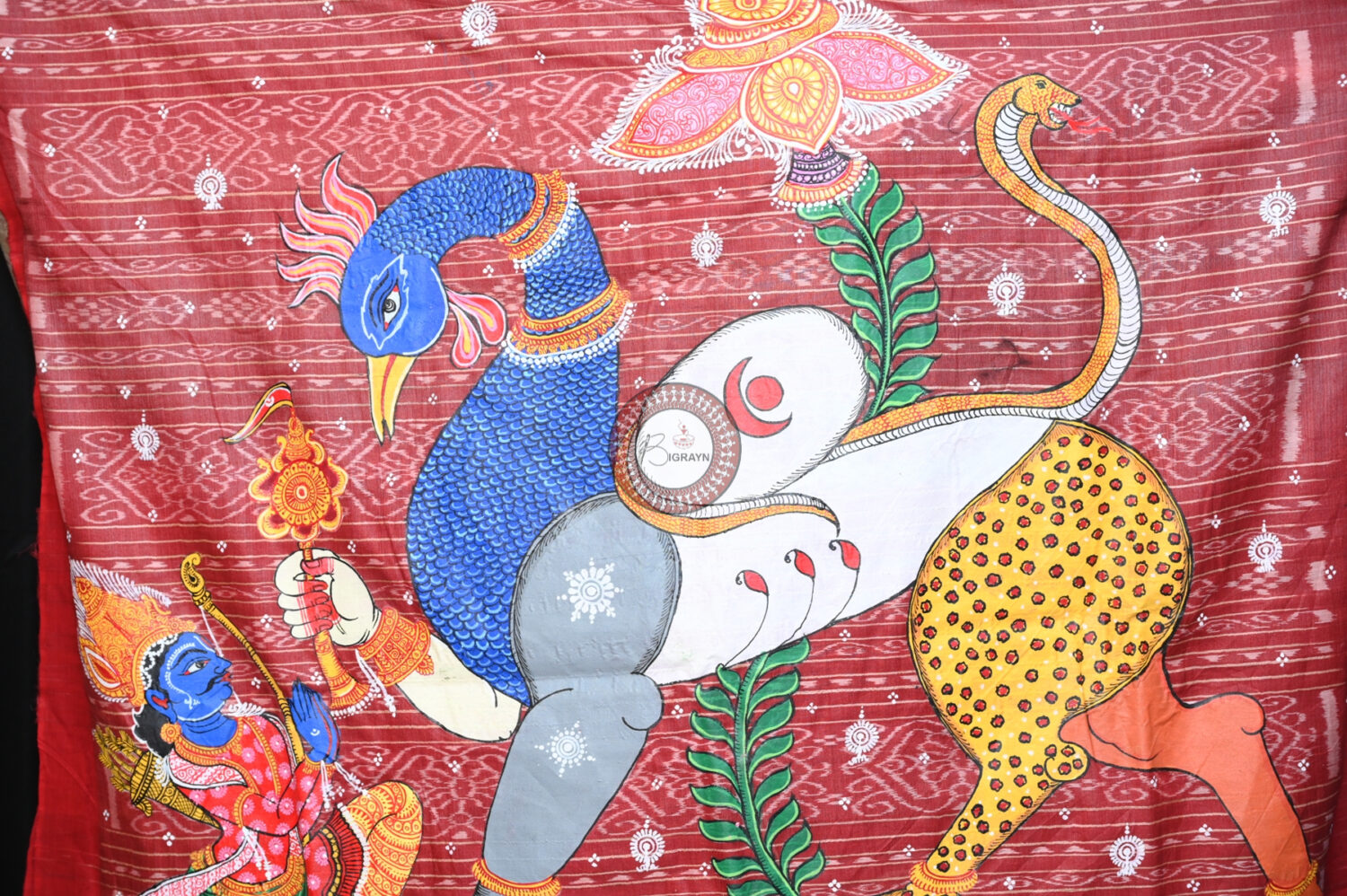 Tussar Nabagunjara Pattachitra Silk Saree