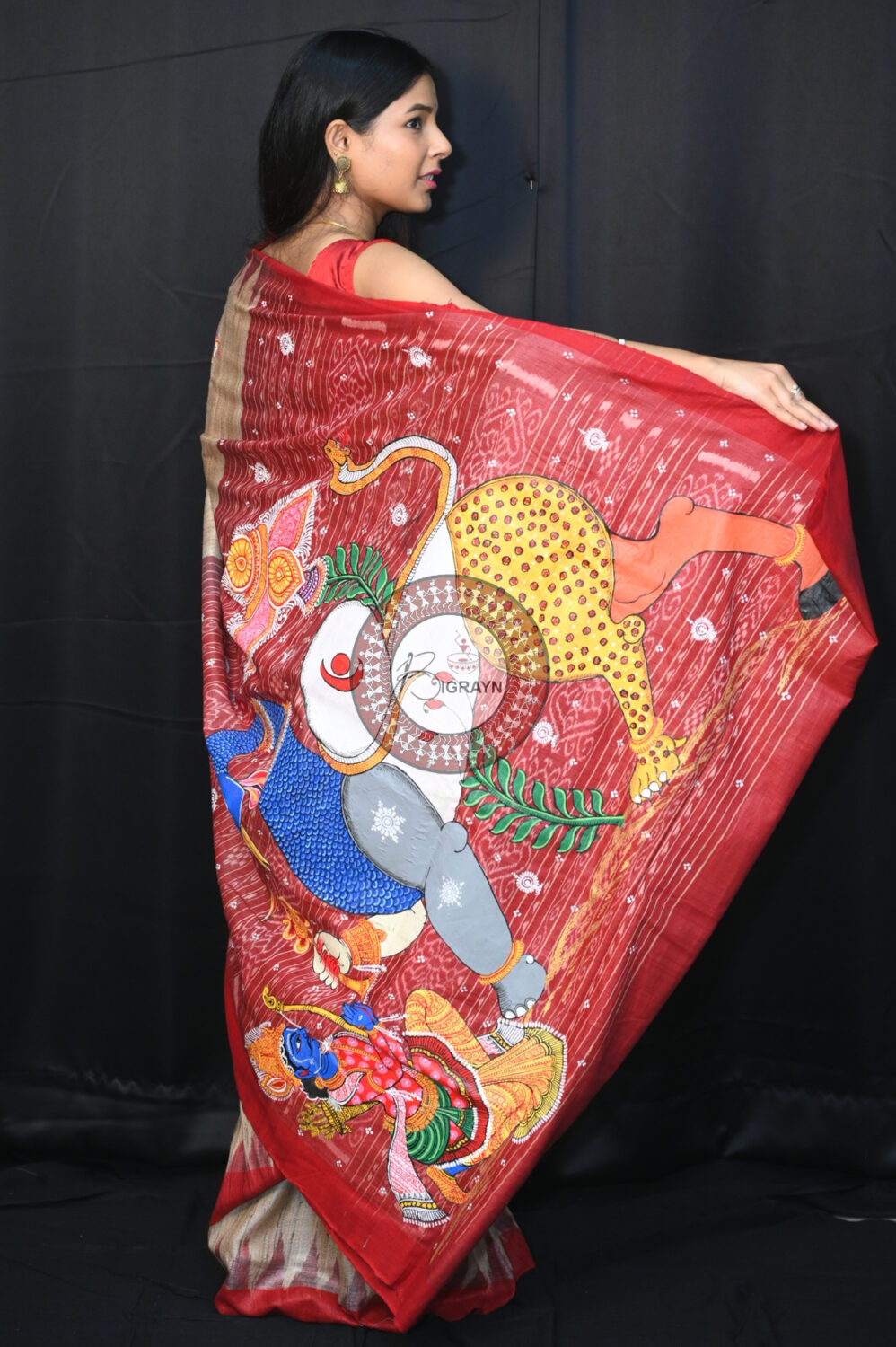 Tussar Nabagunjara Pattachitra Silk Saree