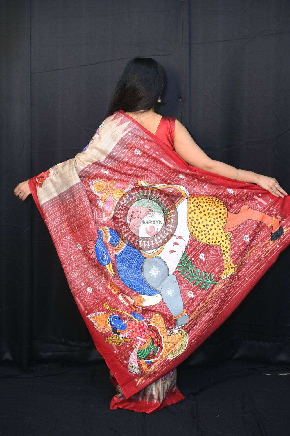 Tussar Nabagunjara Pattachitra Silk Saree