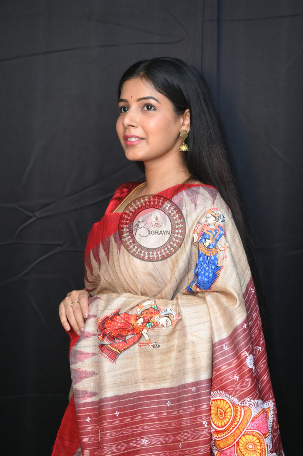 Tussar Nabagunjara Pattachitra Silk Saree