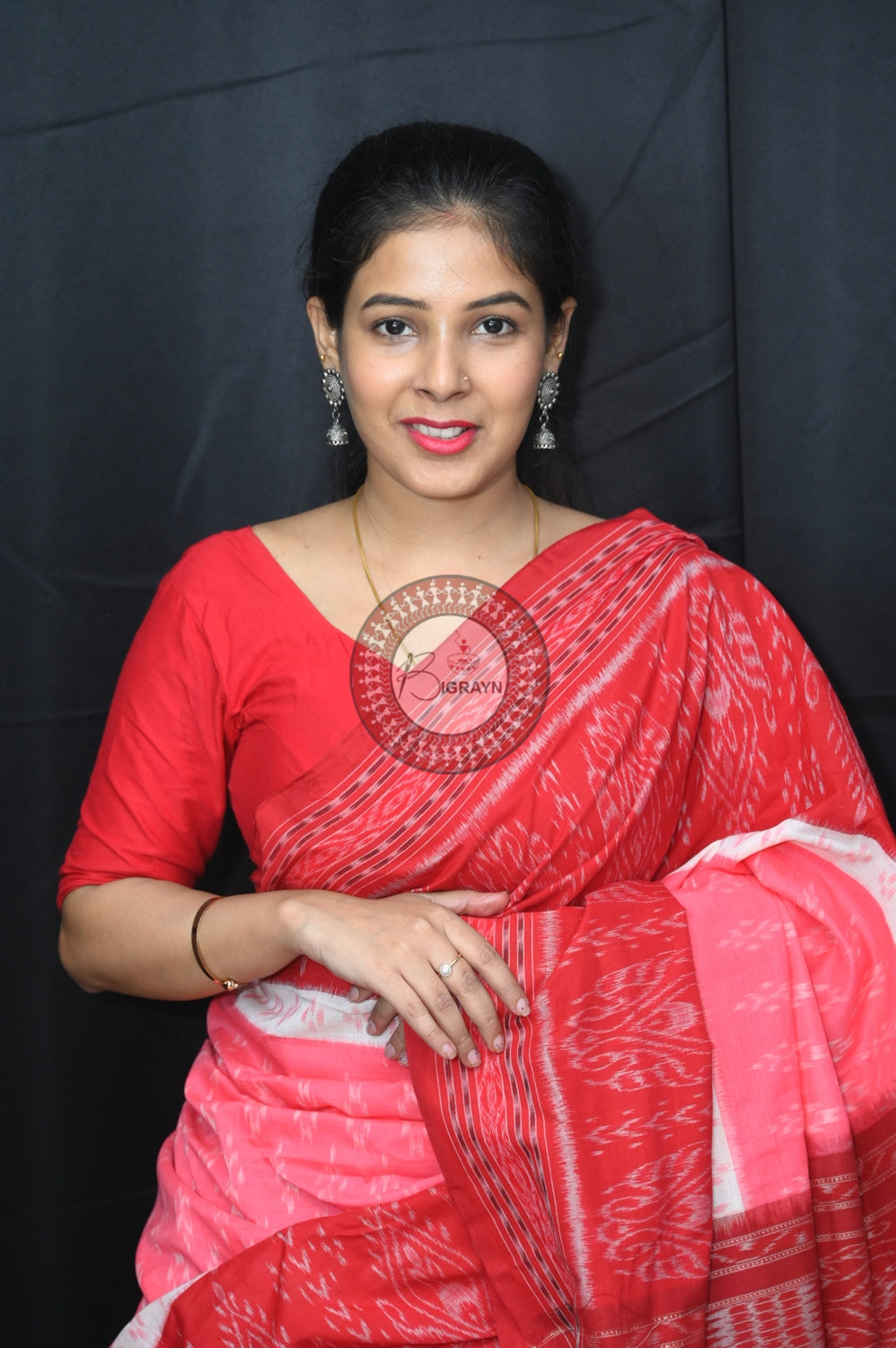 Pink Maroon 5D Khandua Cotton Saree