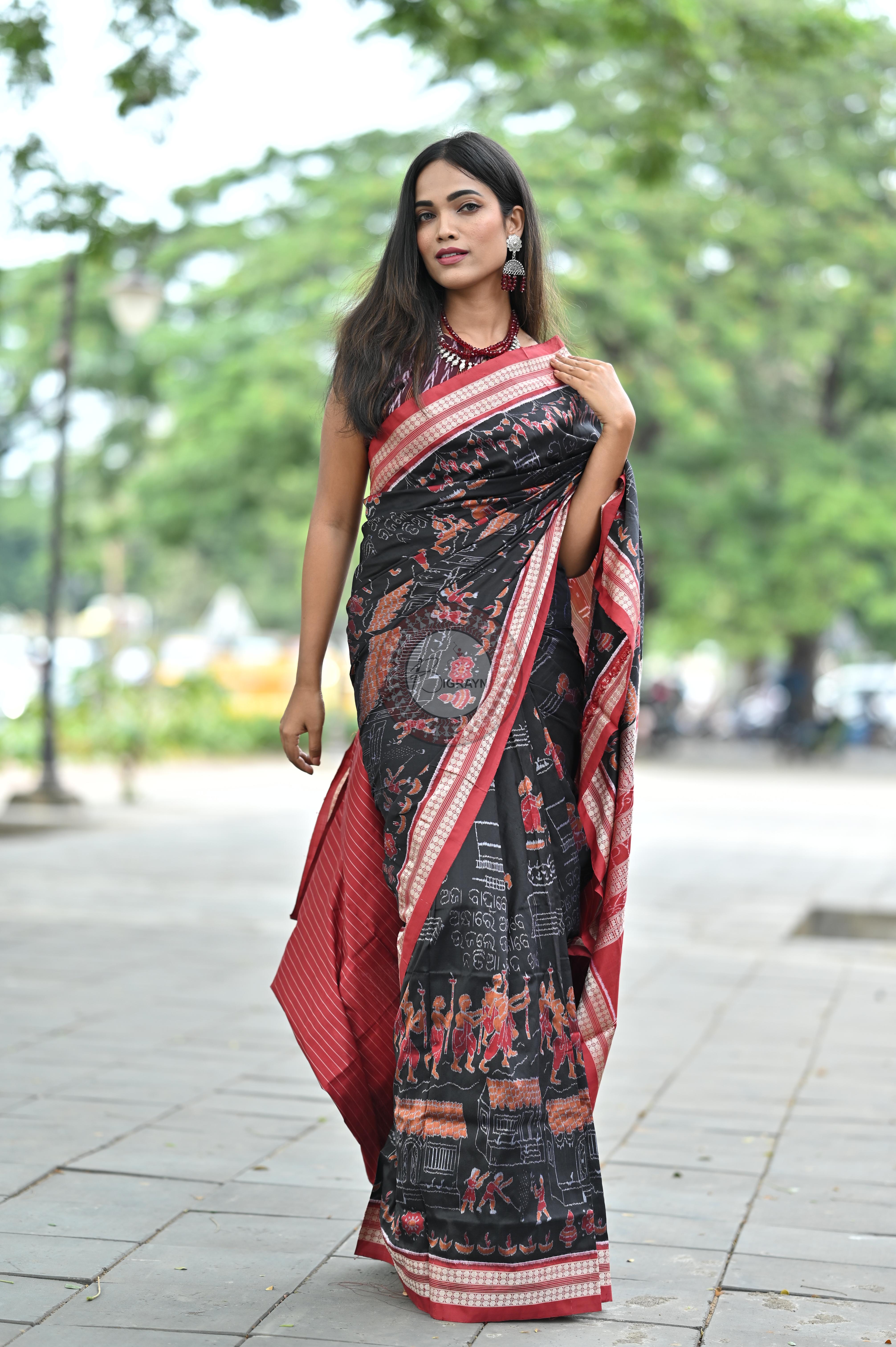 Black Exclusive Diwali Sambalpuri Silk Saree